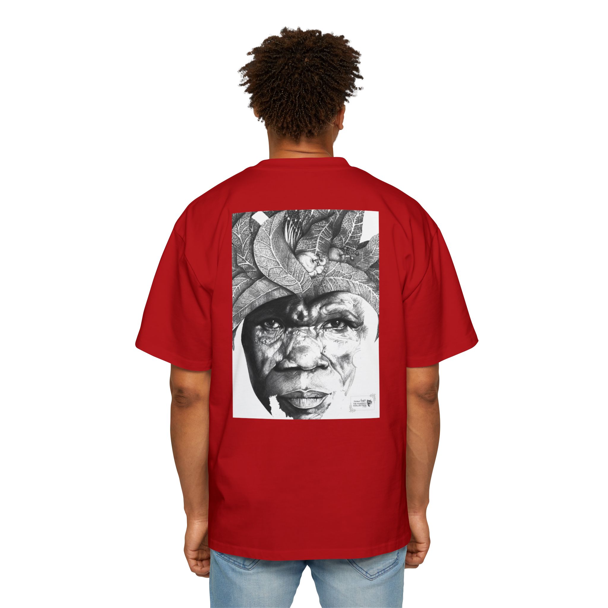 Graphic Tee — Monochrome Tribal Face Art Oversized T-Shirt - Image 8
