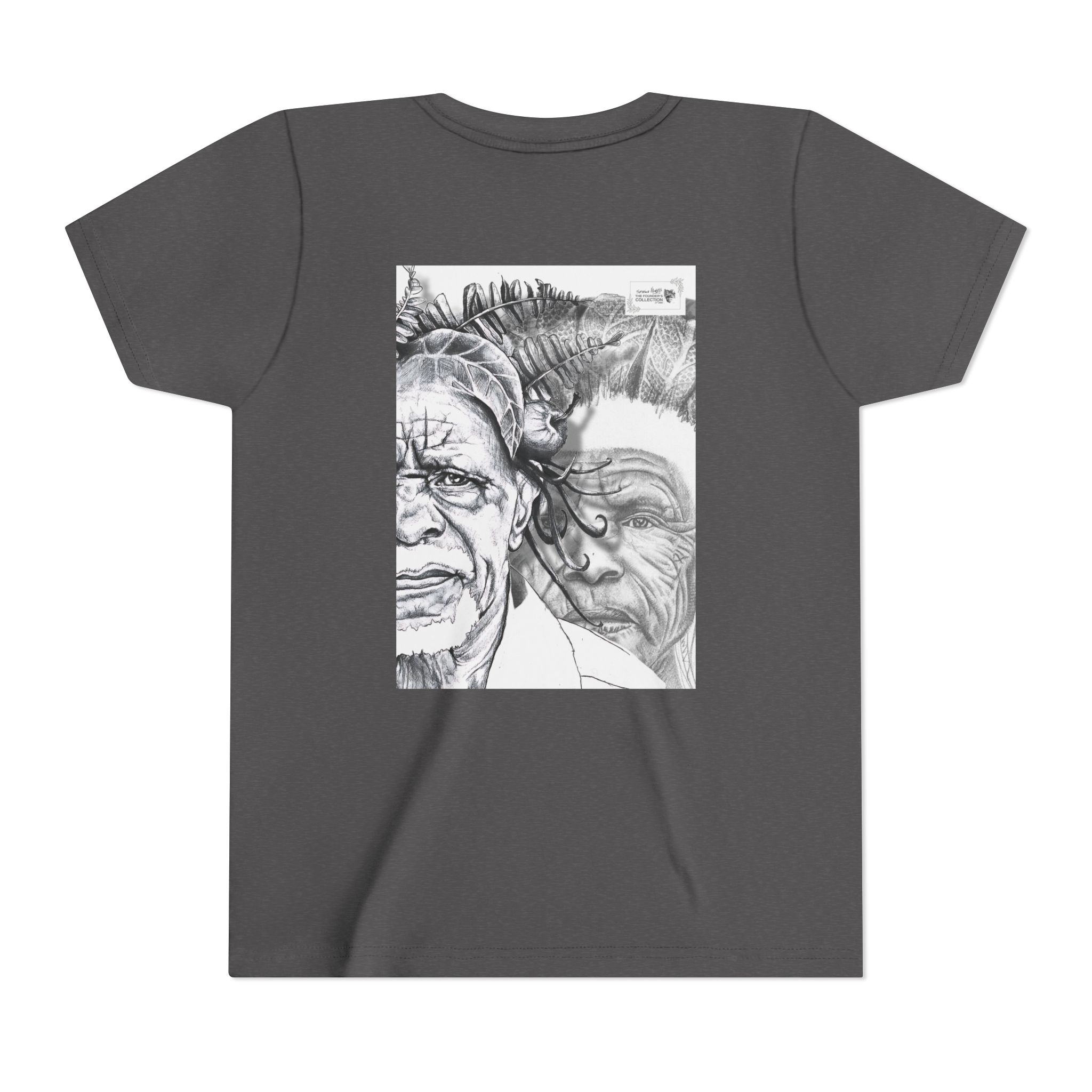 Youth Tee – Monochrome Dual-Face Sketch Graphic - Image 90
