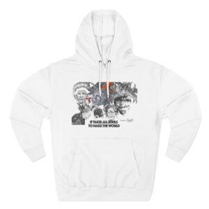 Three-Panel Hoodie — 'It Takes All Souls to Make the World' Graphic Sweatshirt