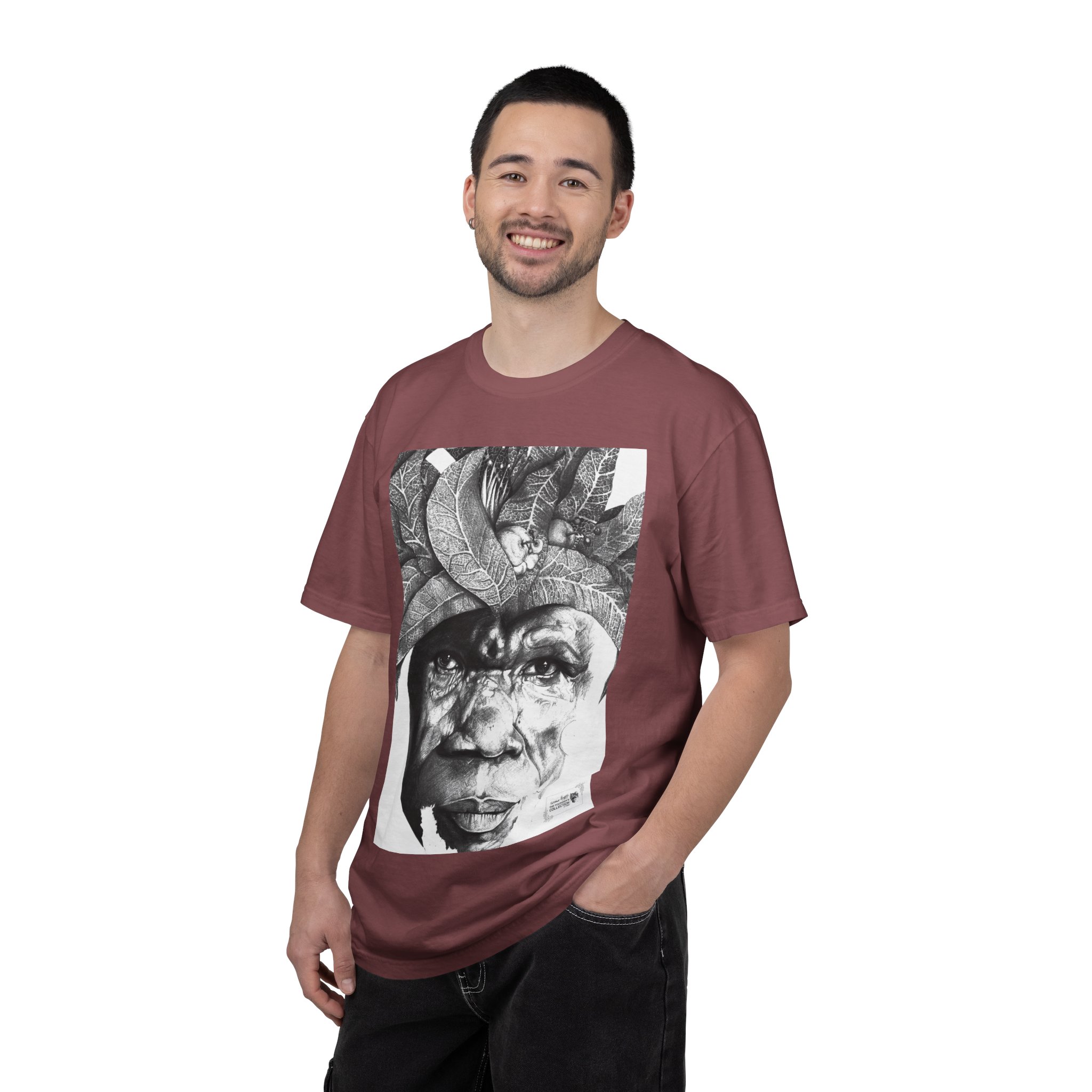 Portrait Graphic T-Shirt — Monochrome Tribal Face Art Tee - Image 16