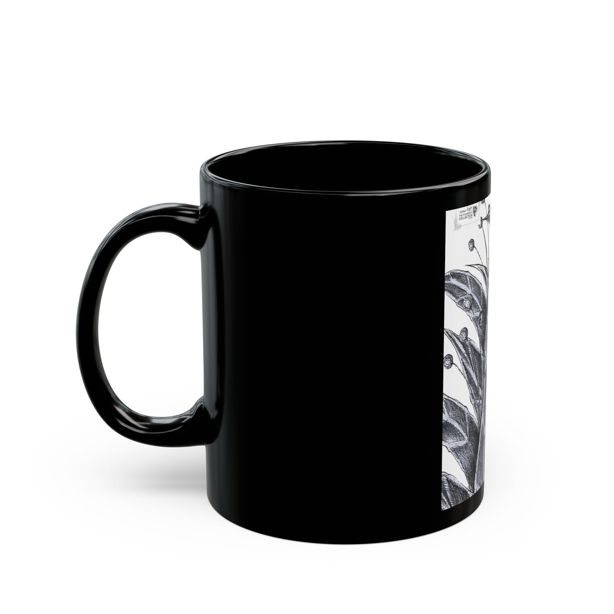 Black Ceramic Mug — Botanical Sketch with Turquoise Berries (11oz & 15oz) - Image 3