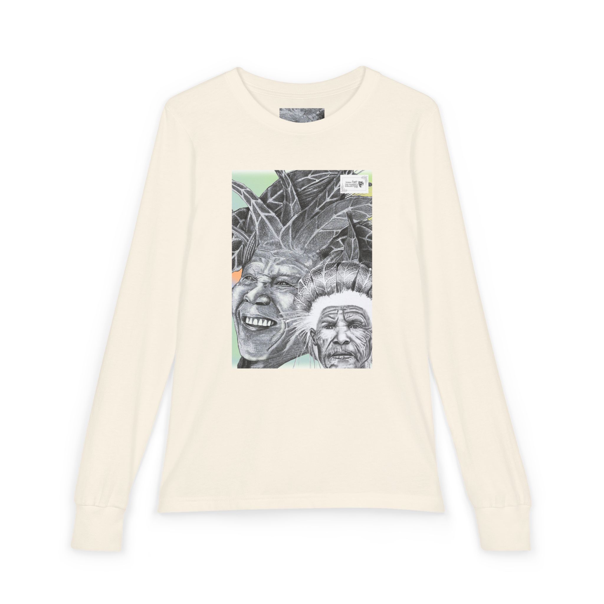 Youth Long Sleeve Tee — Vintage Indigenous Portrait Graphic - Image 13