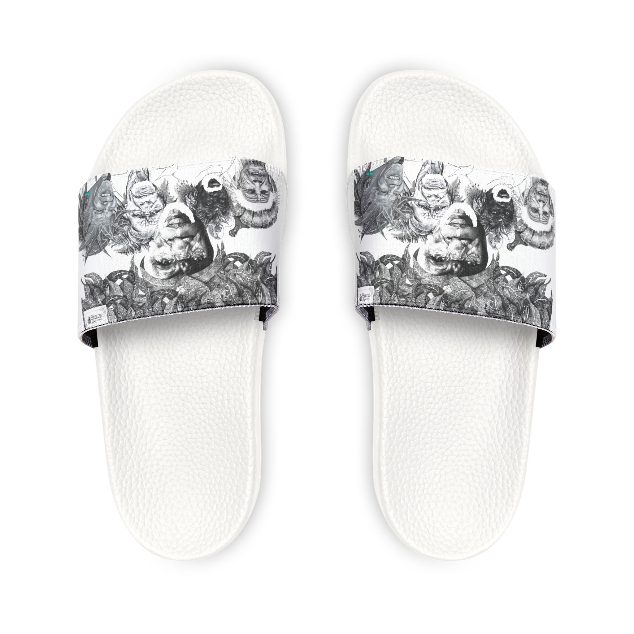 Men's Slide Sandals with Removable Strap — Monochrome Animal Portrait Print - Image 2