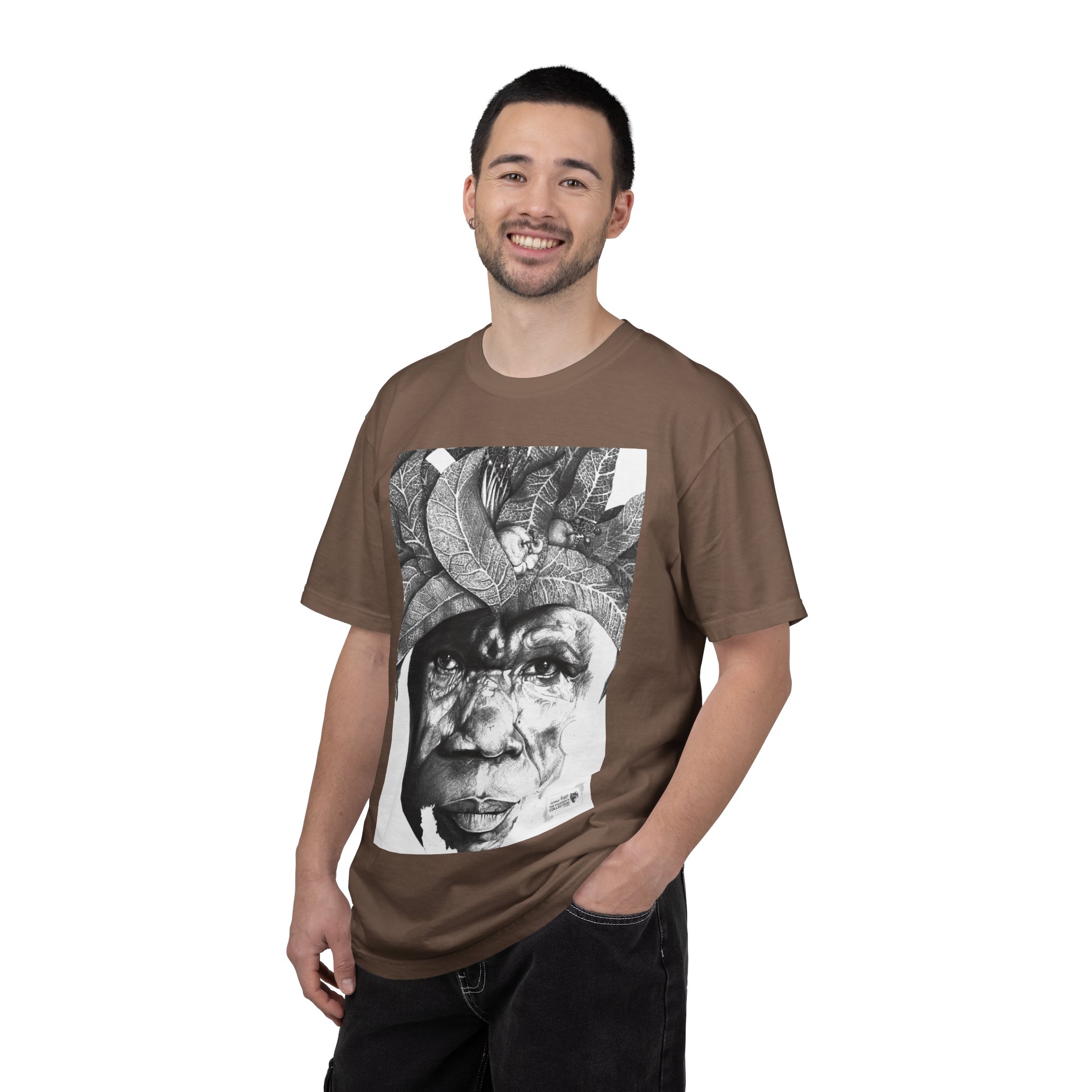 Portrait Graphic T-Shirt — Monochrome Tribal Face Art Tee - Image 28