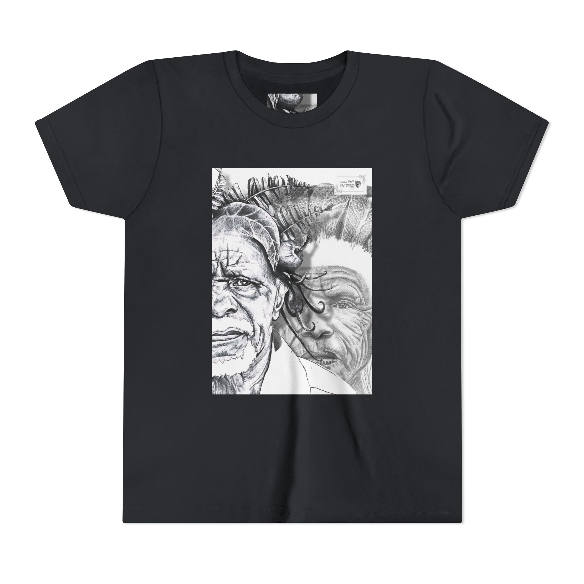 Youth Tee – Monochrome Dual-Face Sketch Graphic - Image 37