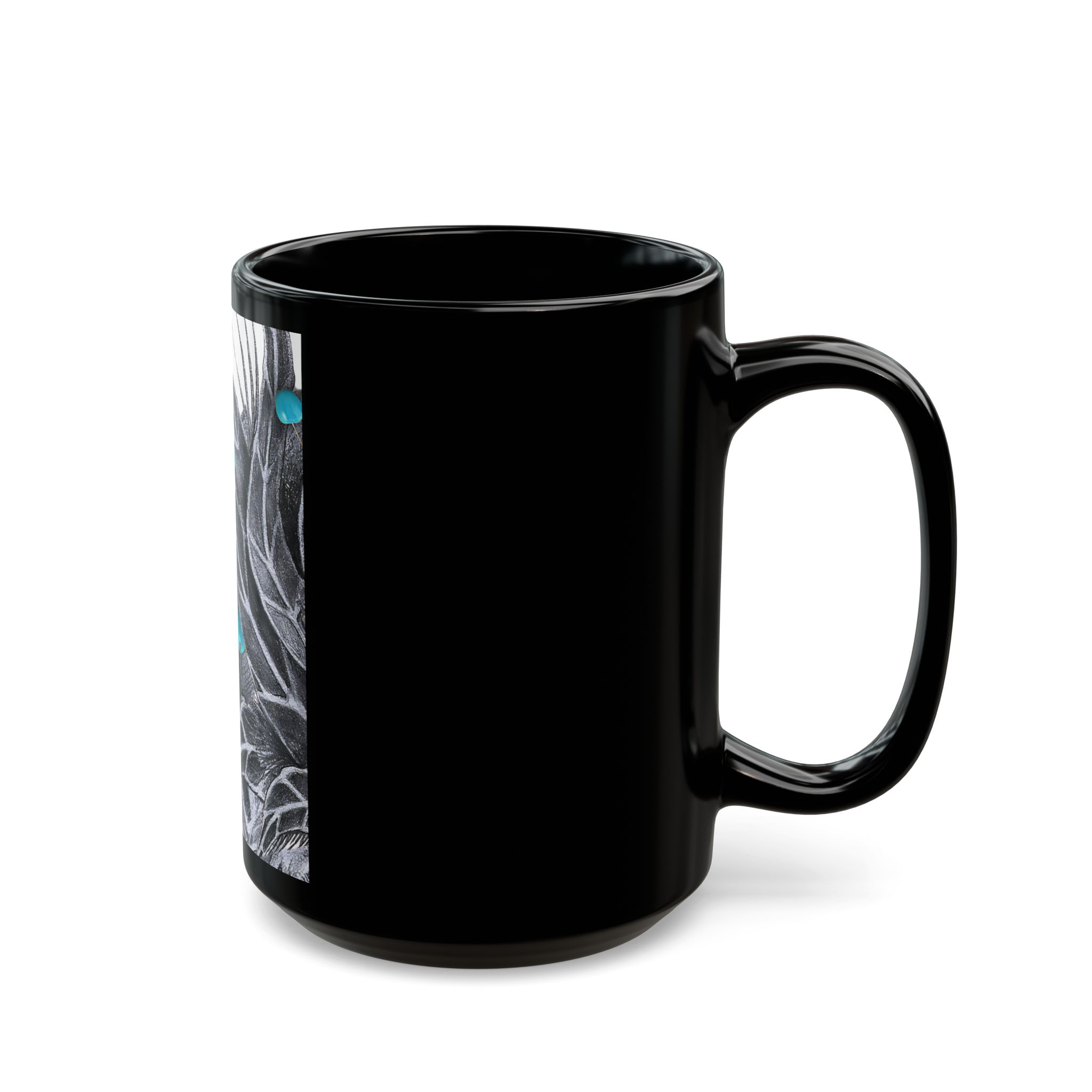 Black Ceramic Mug — Botanical Sketch with Turquoise Berries (11oz & 15oz) - Image 6