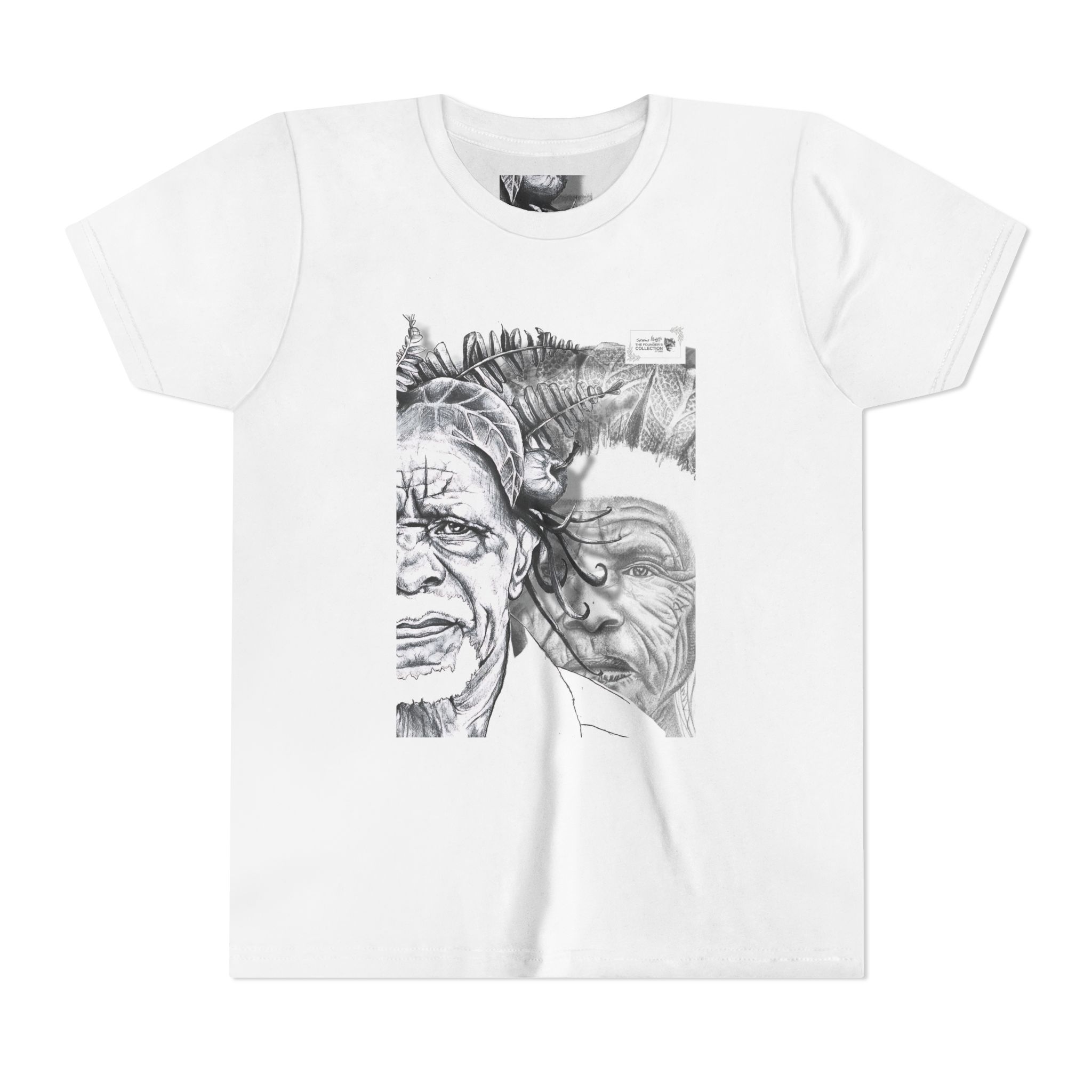 Youth Tee – Monochrome Dual-Face Sketch Graphic