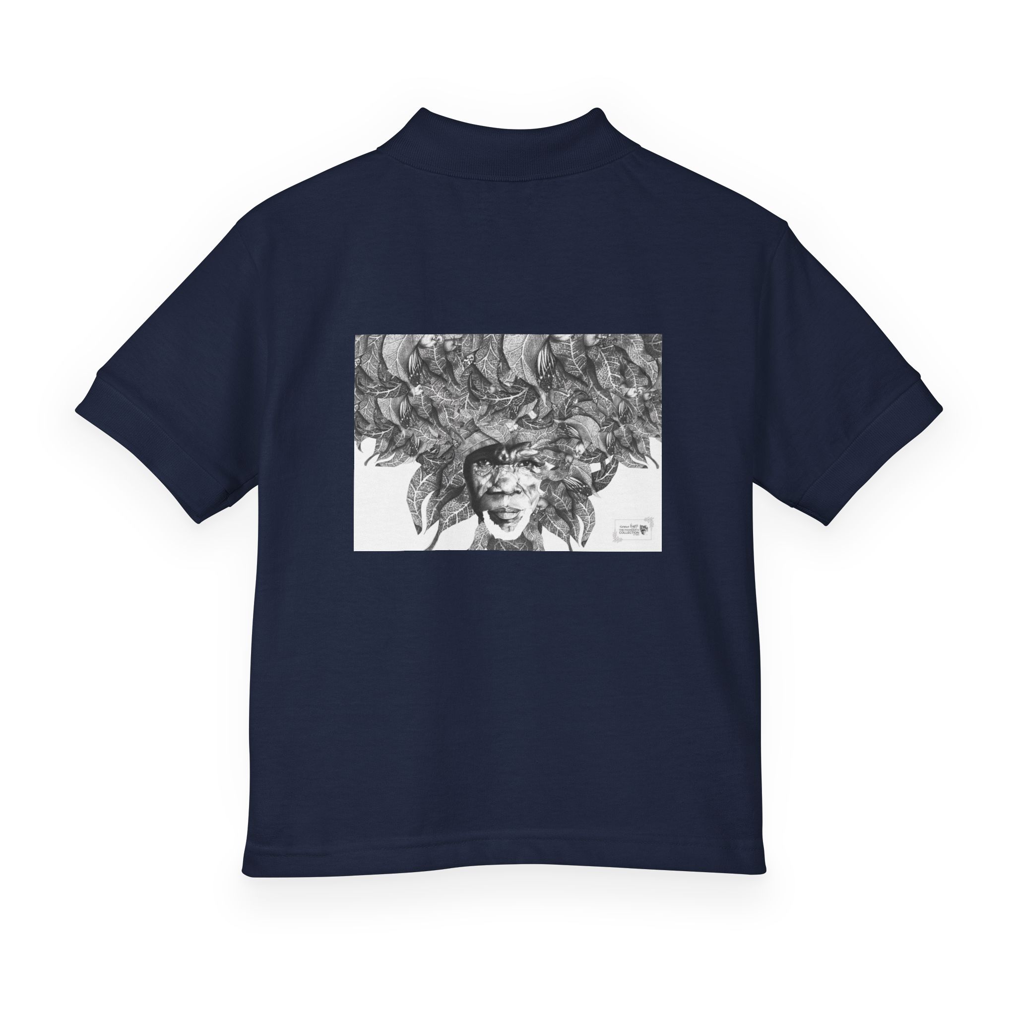 Youth Polo Shirt – Black & White Afro Girl Art Print - Image 34