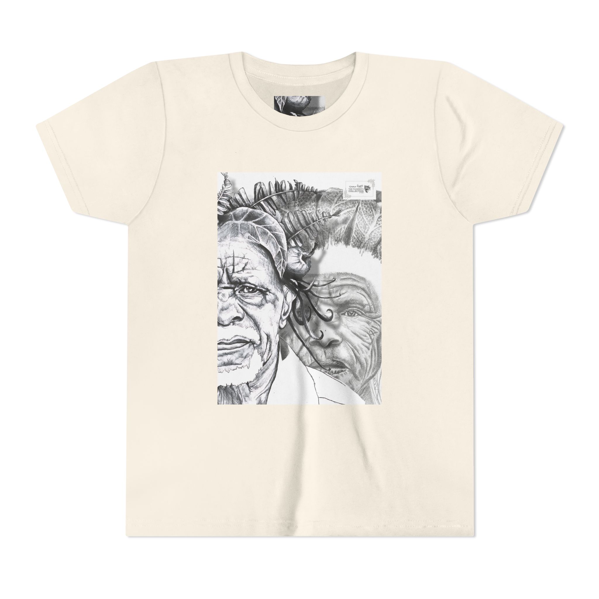 Youth Tee – Monochrome Dual-Face Sketch Graphic - Image 21