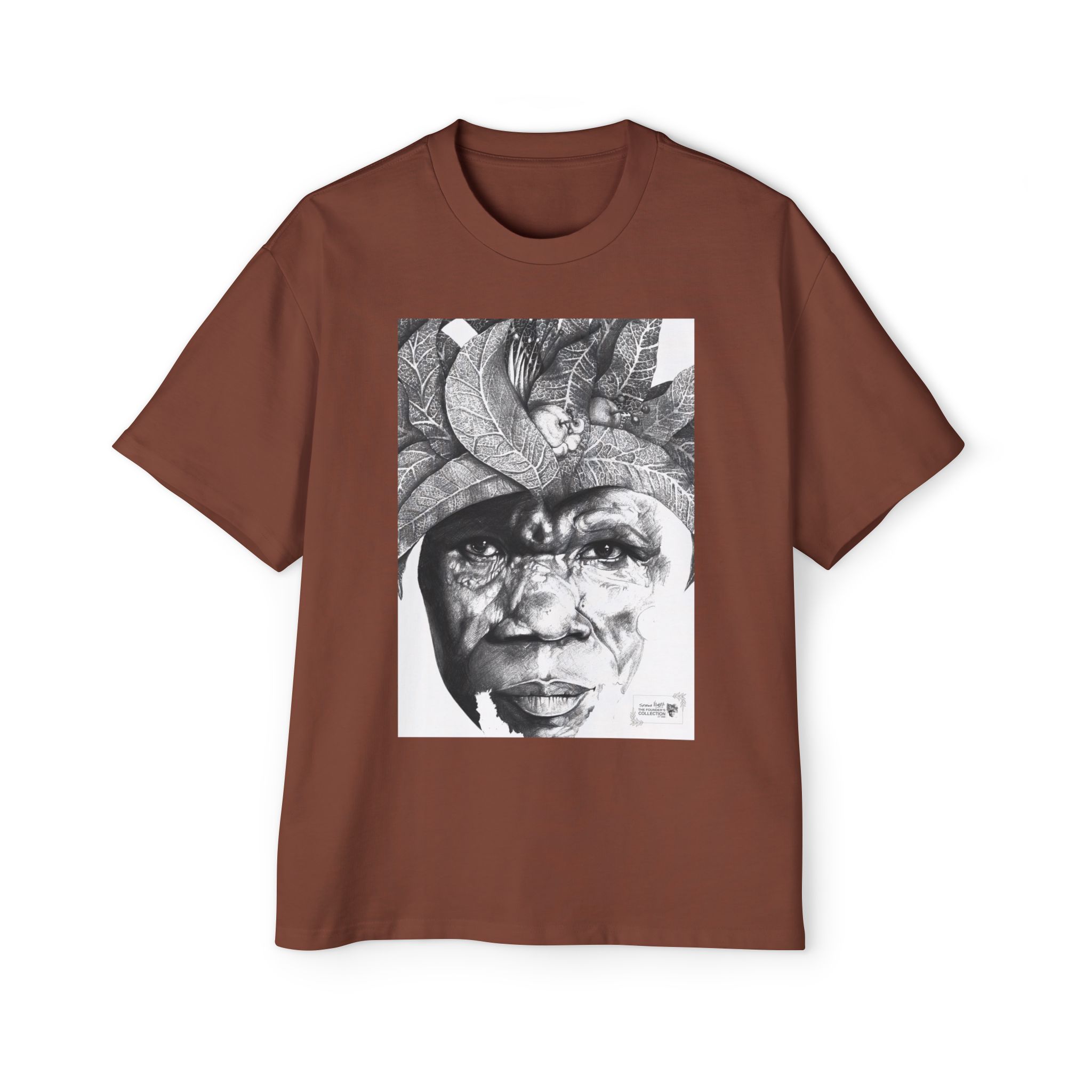 Graphic Tee — Monochrome Tribal Face Art Oversized T-Shirt - Image 9