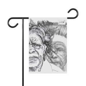 Garden Flag — Hand-Drawn Elder Portrait Black & White Decorative Yard Banner