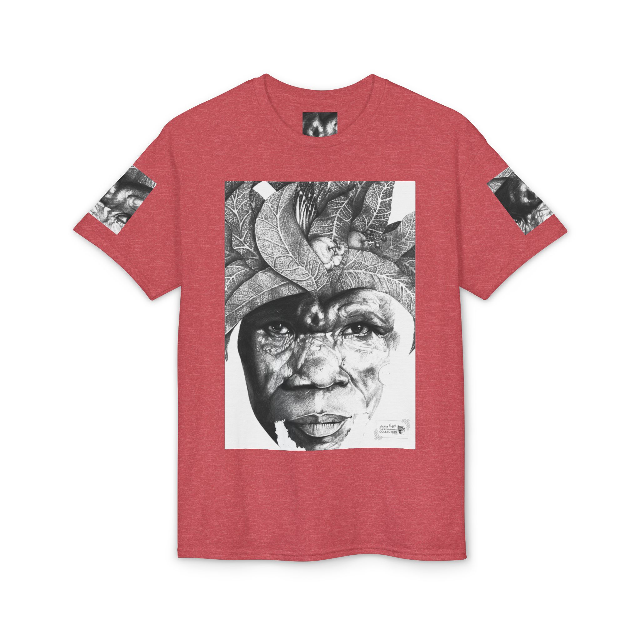 Tribal Face Collage T-Shirt — Black & White Portrait Graphic Tee - Image 53