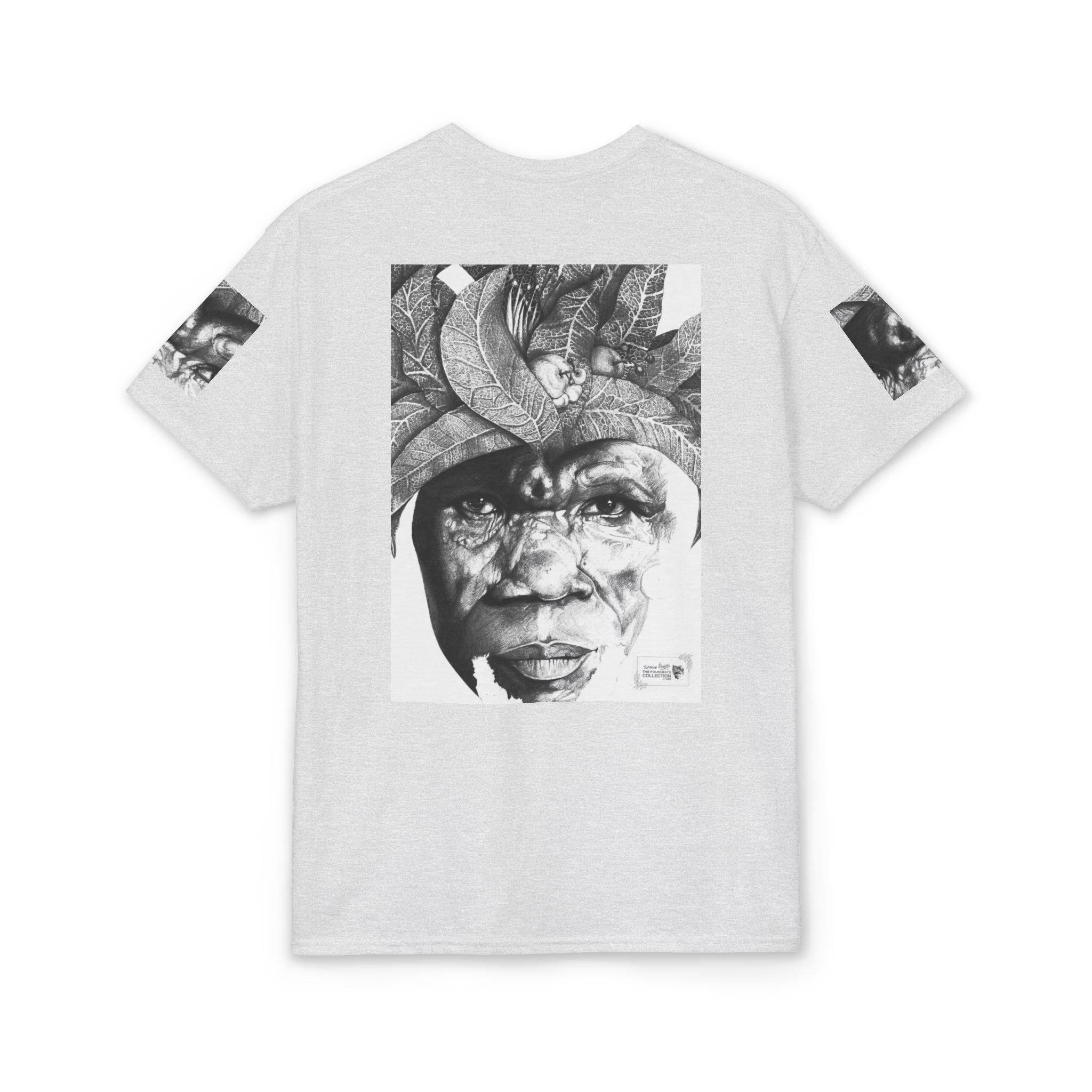 Tribal Face Collage T-Shirt — Black & White Portrait Graphic Tee - Image 6