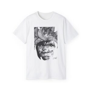 Tribal Portrait Graphic Tee — Monochrome Indigenous Art T-Shirt