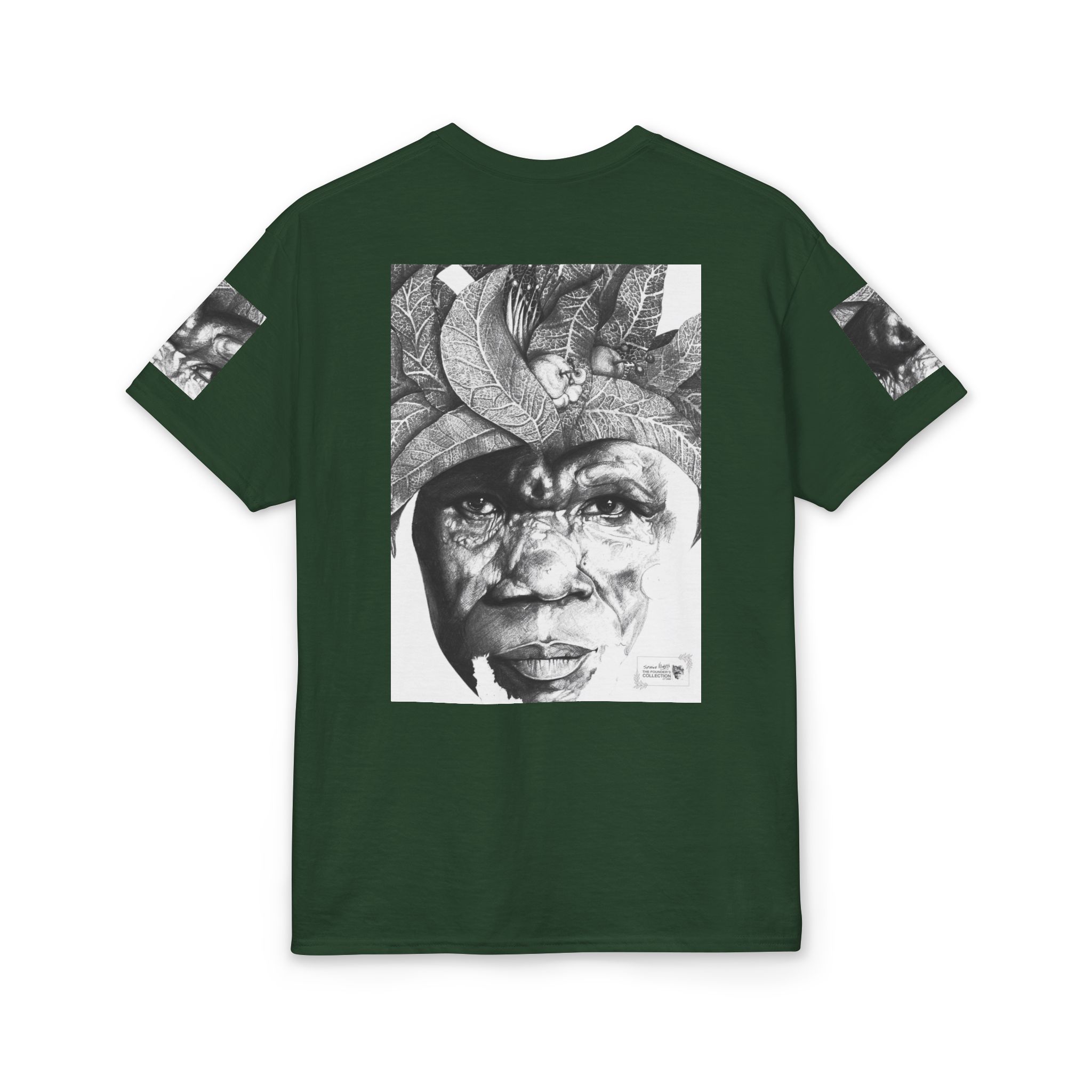 Tribal Face Collage T-Shirt — Black & White Portrait Graphic Tee - Image 30