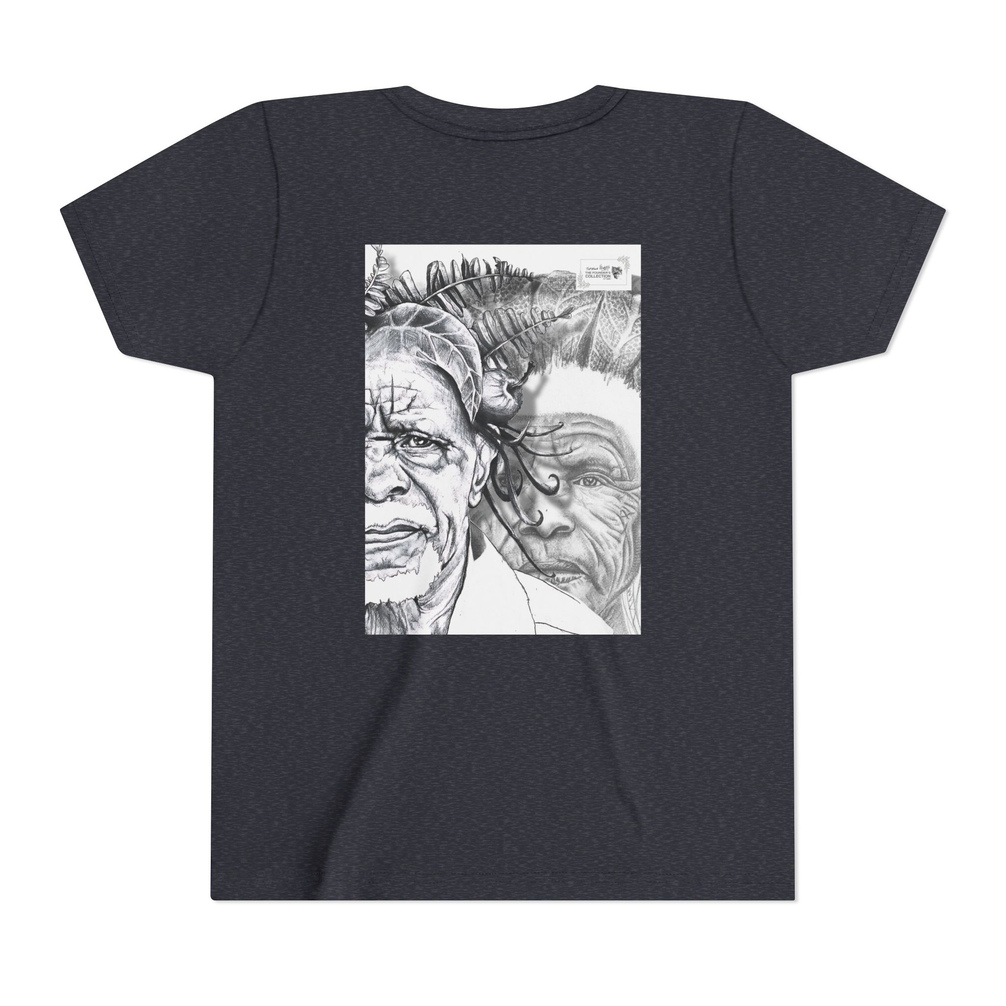 Youth Tee – Monochrome Dual-Face Sketch Graphic - Image 74