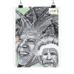 Matte Vertical Poster — Indigenous Elders Pencil Portrait Art Print