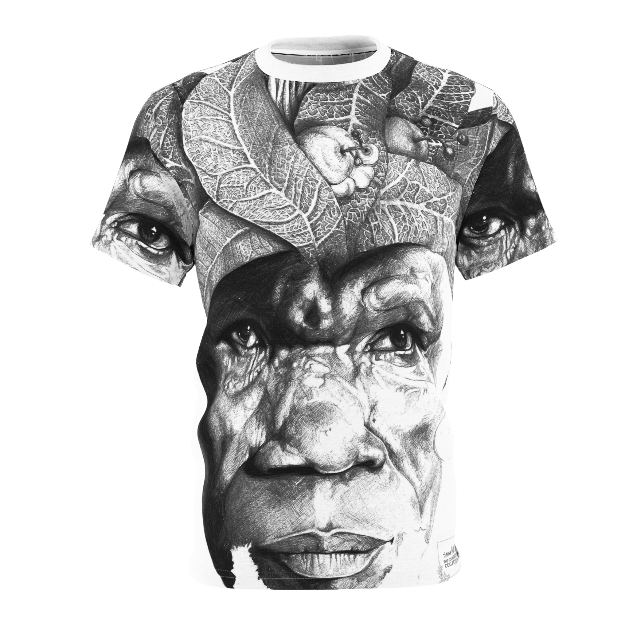 Portrait Graphic Tee — Monochrome Elder Face All-Over Print