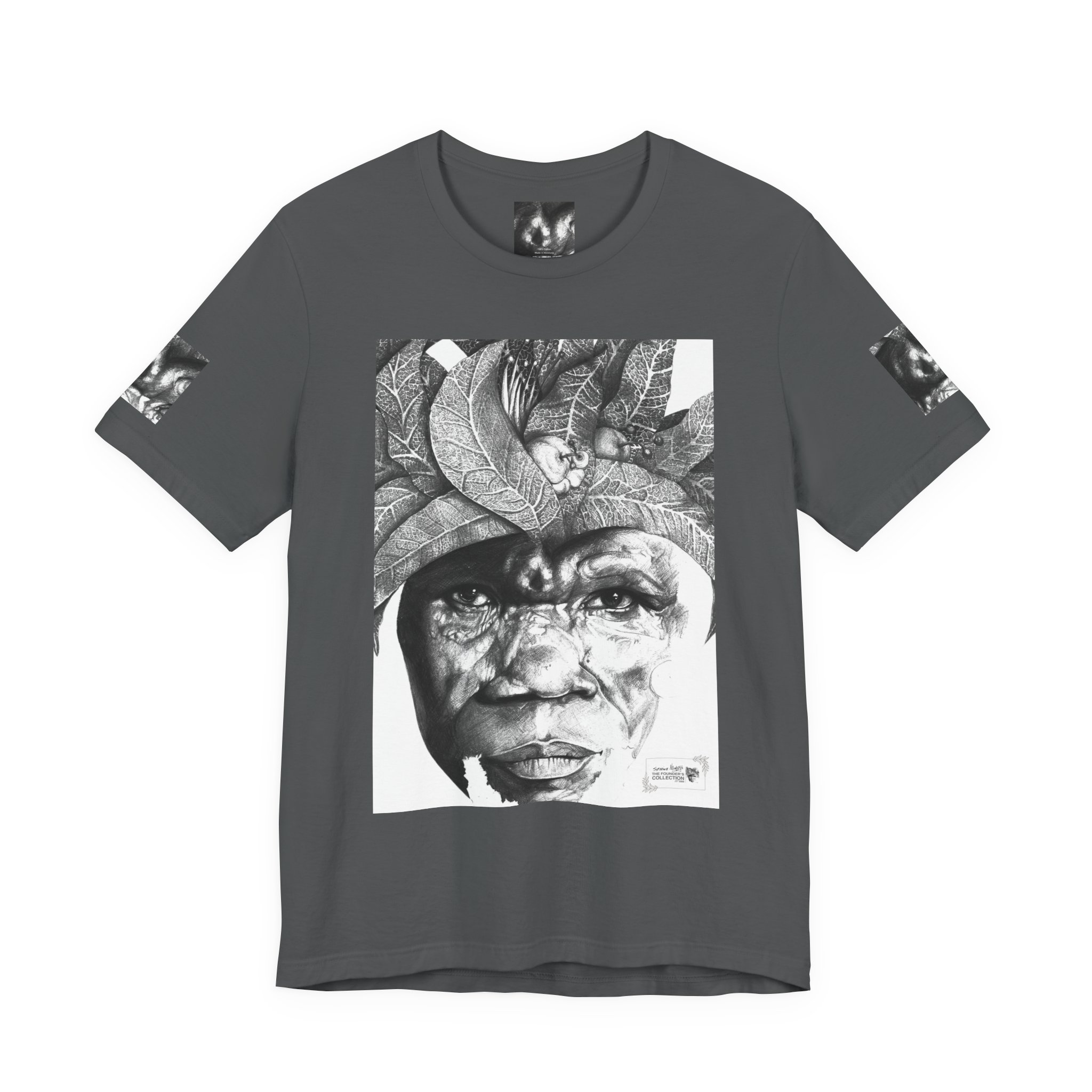 Tribal Portrait Tee — Monochrome Indigenous Face Art Graphic T-Shirt - Image 45