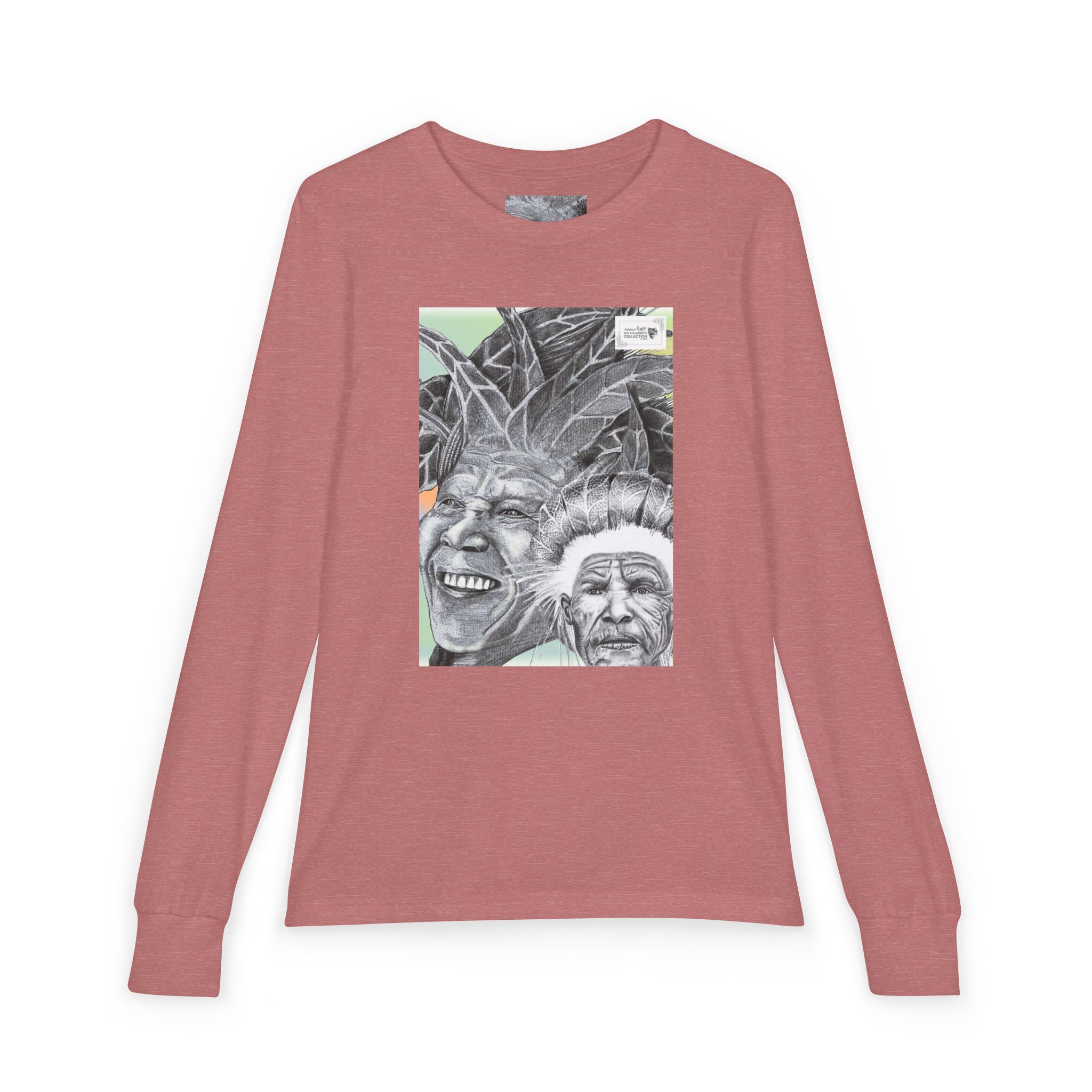 Youth Long Sleeve Tee — Vintage Indigenous Portrait Graphic - Image 5