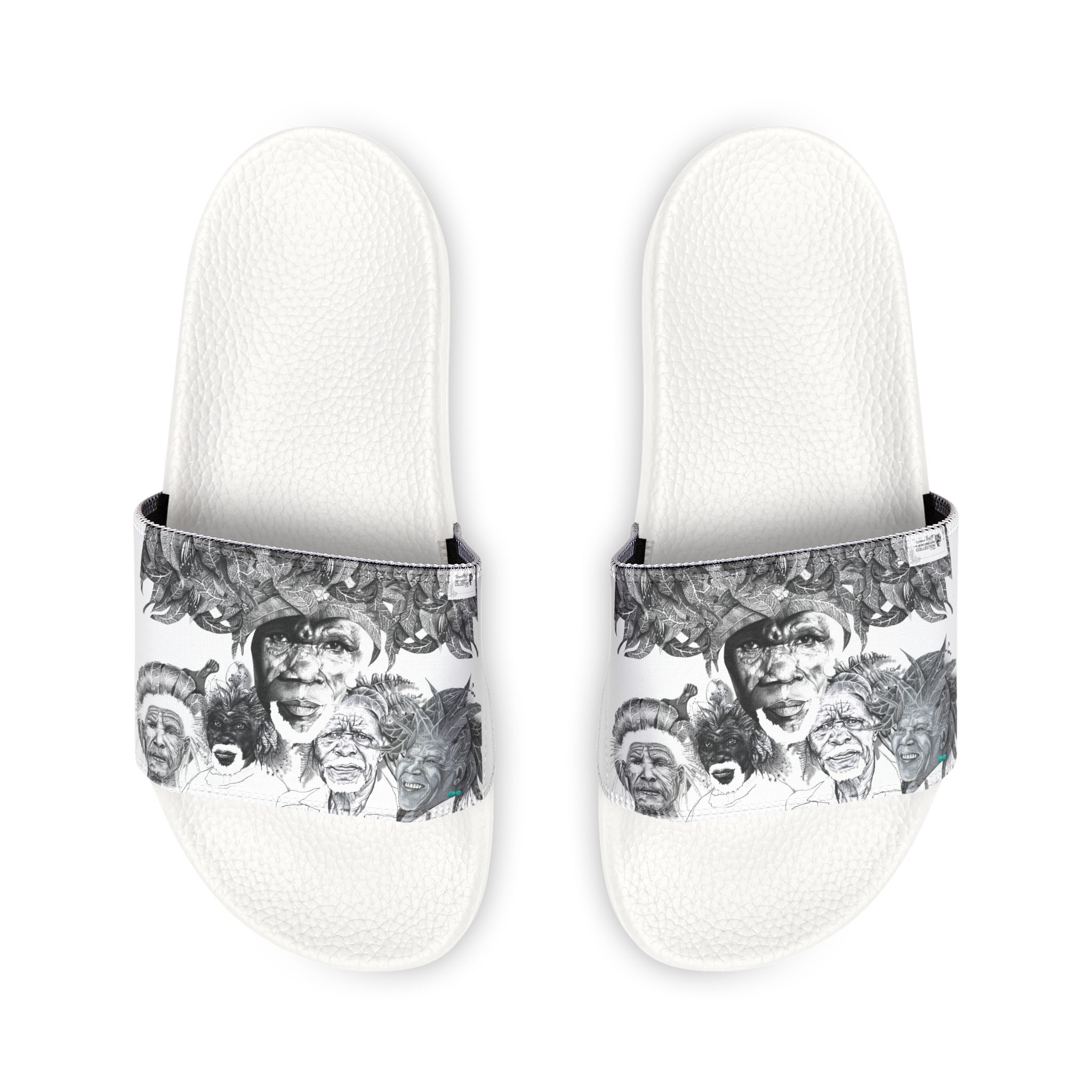 Men's Slide Sandals with Removable Strap — Monochrome Animal Portrait Print - Image 3