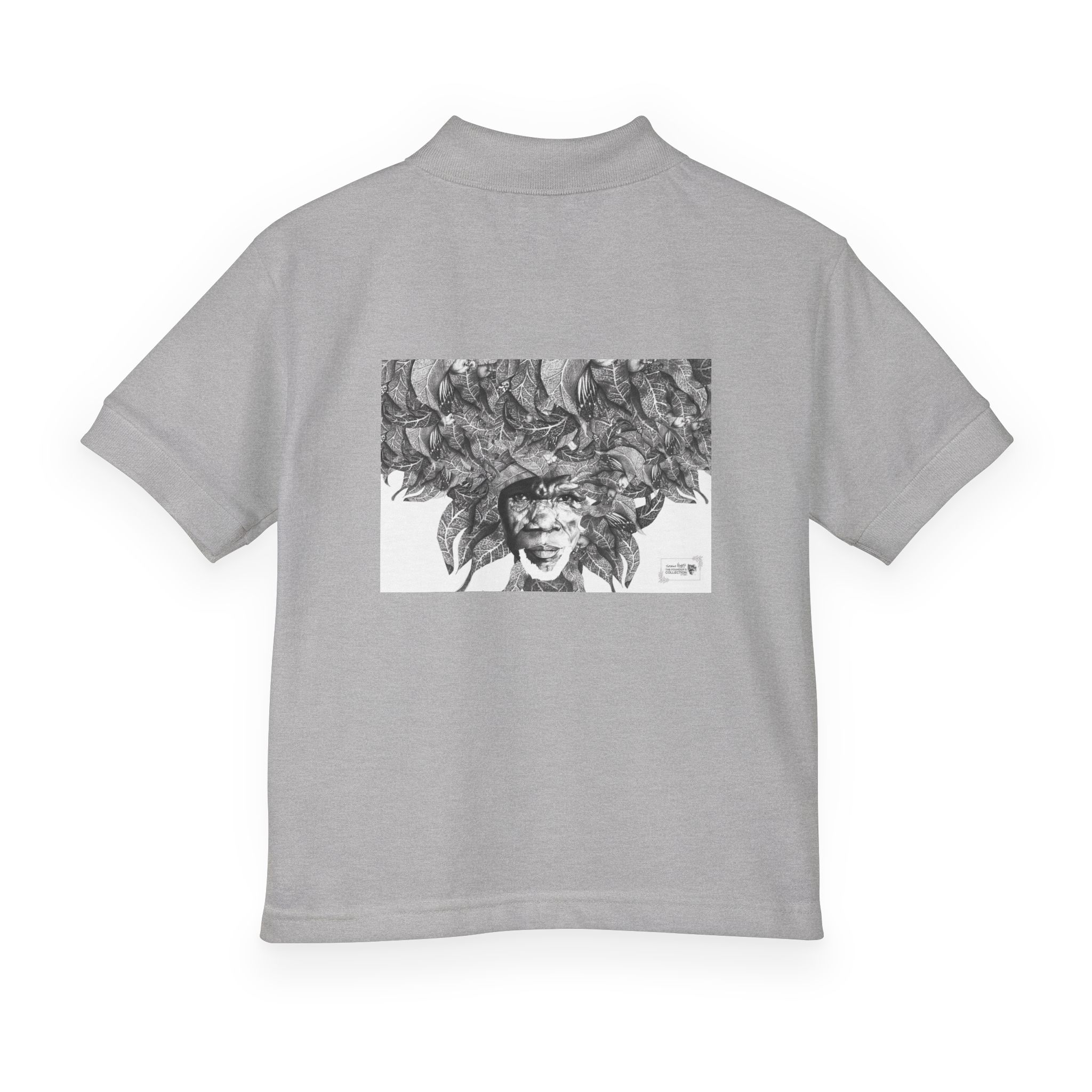 Youth Polo Shirt – Black & White Afro Girl Art Print - Image 10