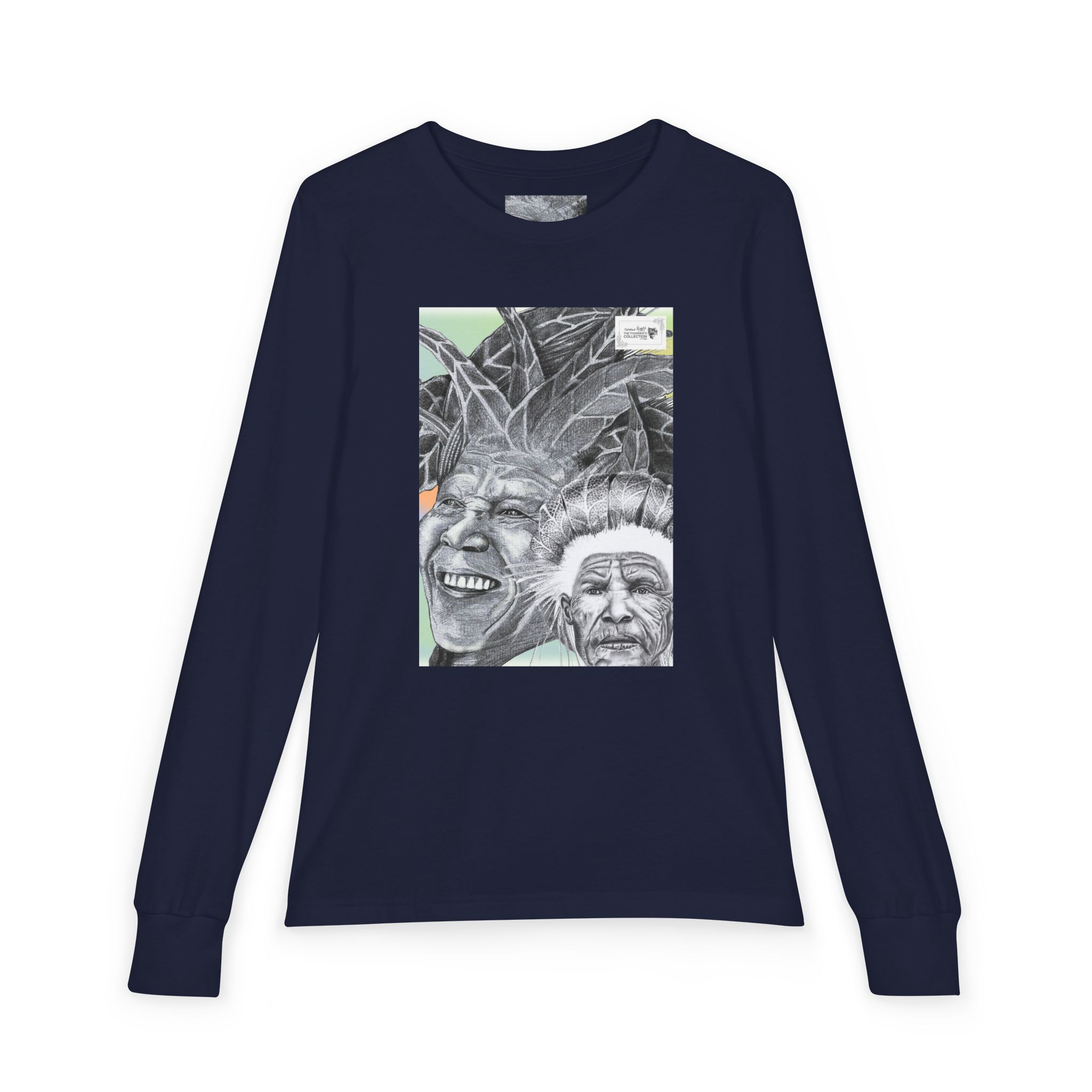 Youth Long Sleeve Tee — Vintage Indigenous Portrait Graphic - Image 37