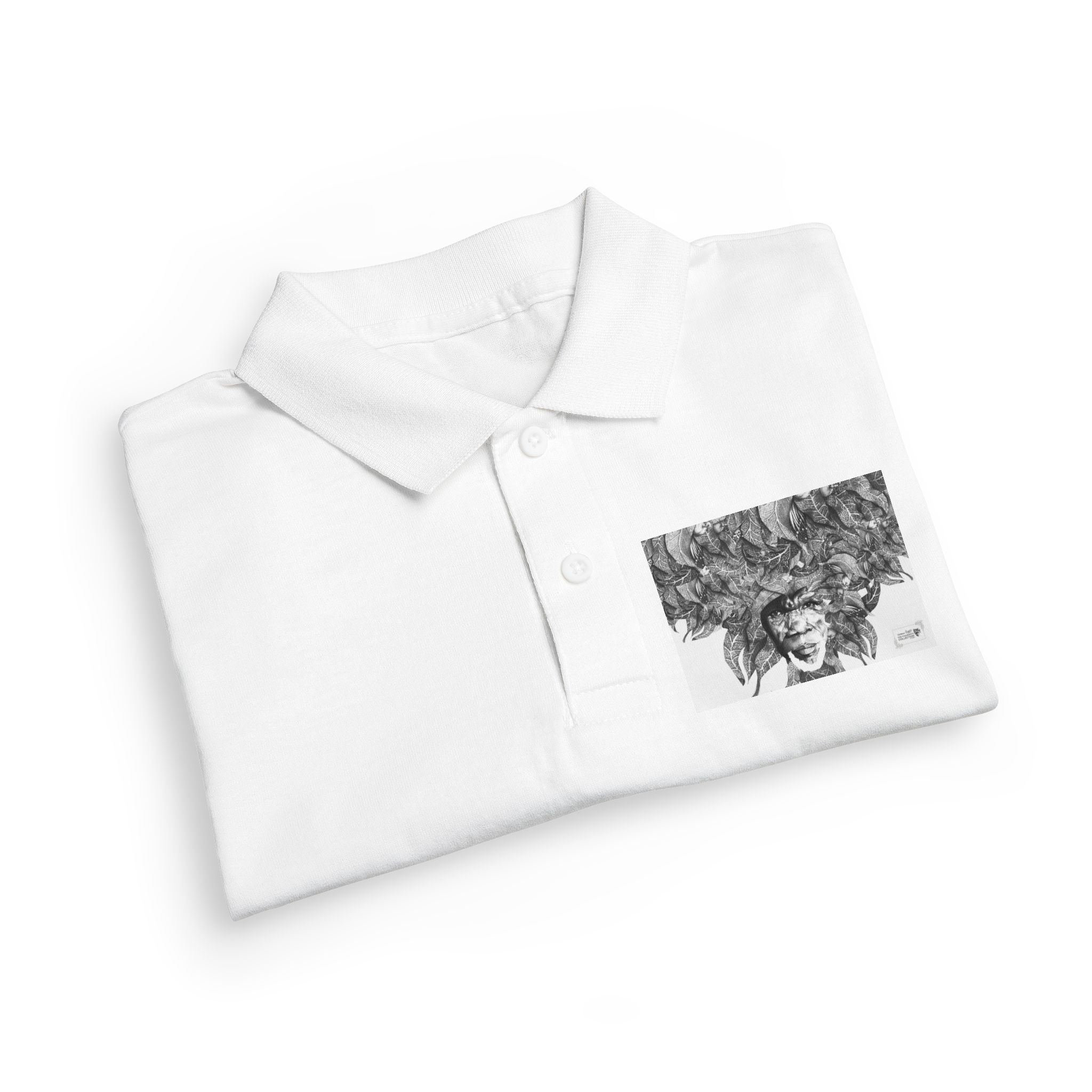 Youth Polo Shirt – Black & White Afro Girl Art Print - Image 3