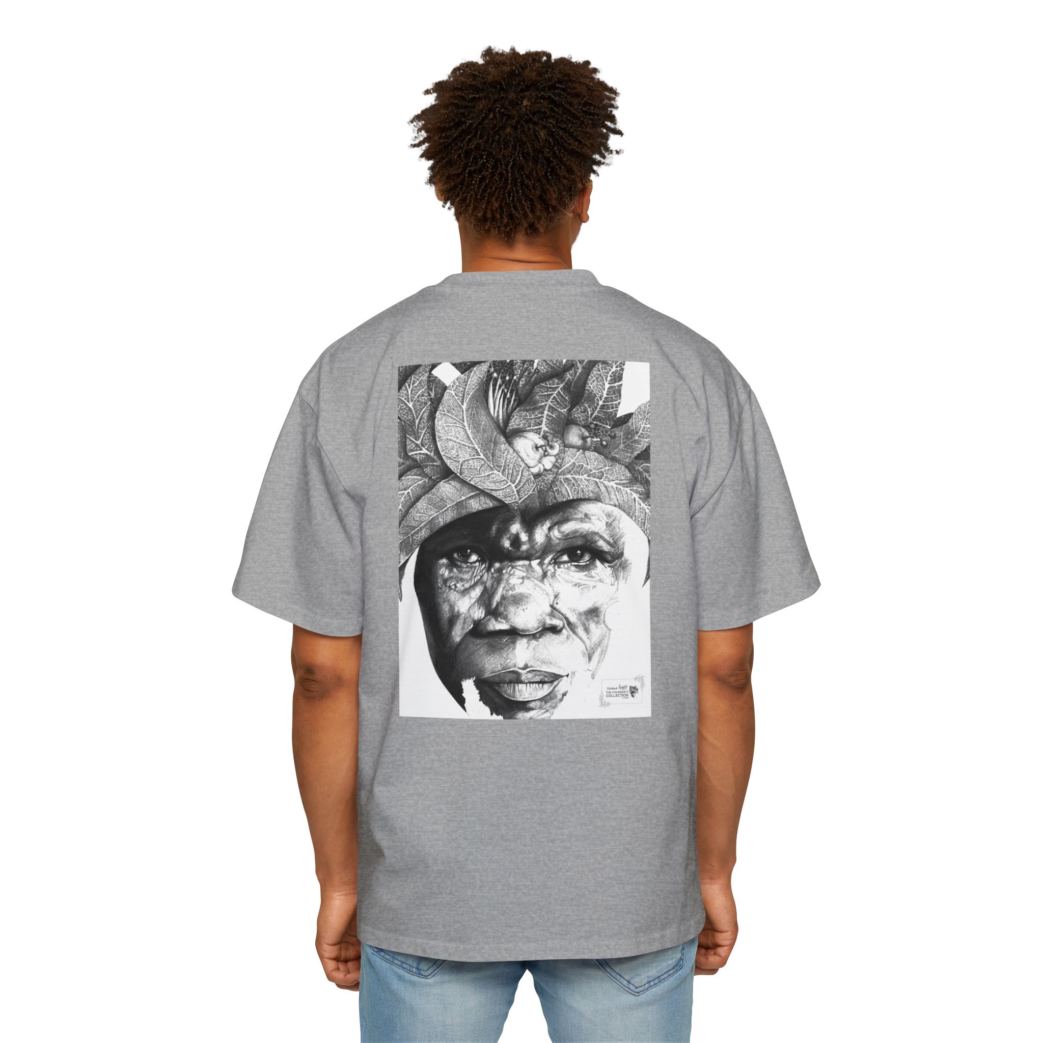 Graphic Tee — Monochrome Tribal Face Art Oversized T-Shirt - Image 28