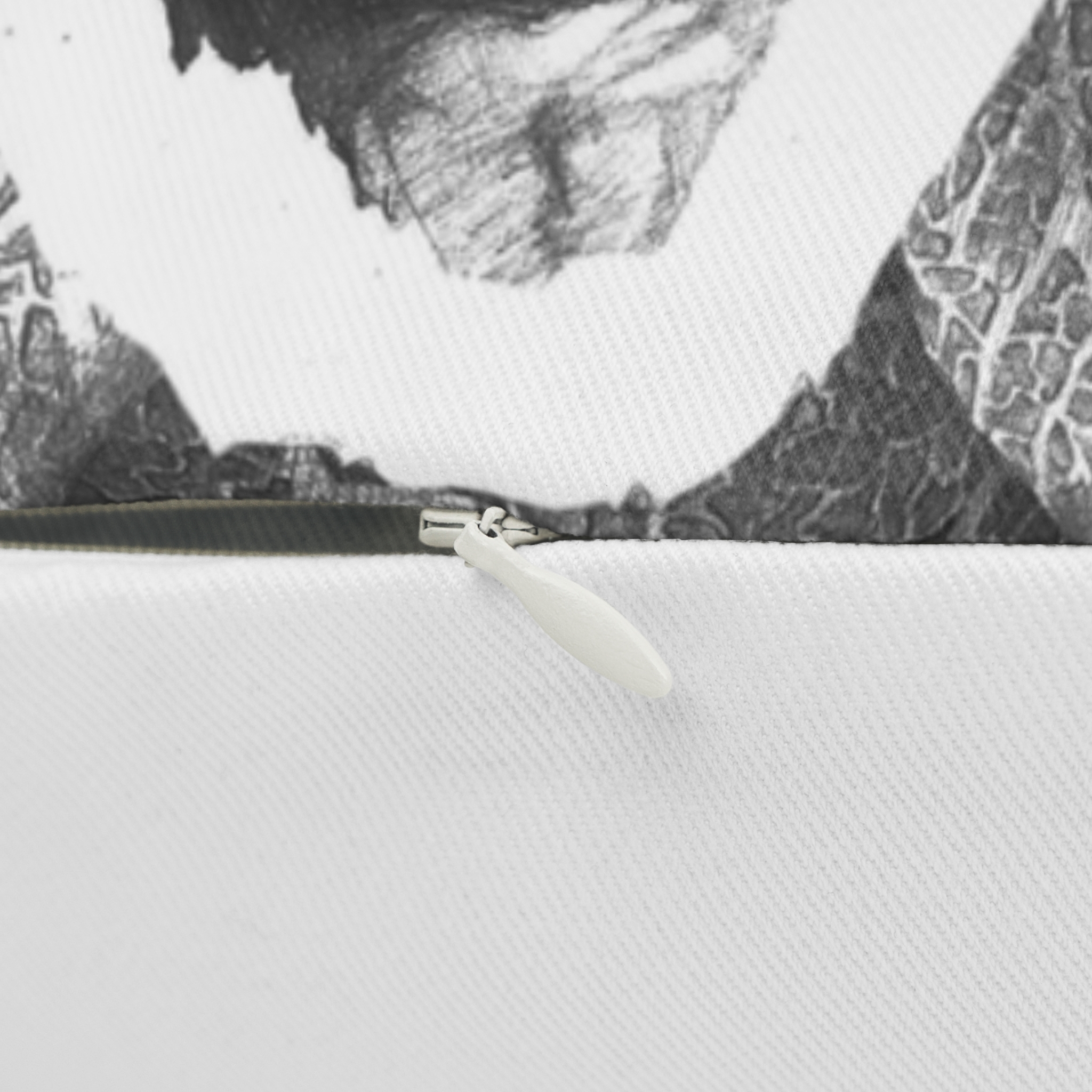 Lumbar Pillow — Black & White Surreal Face with Leaf Hair Decorative Accent - Image 3