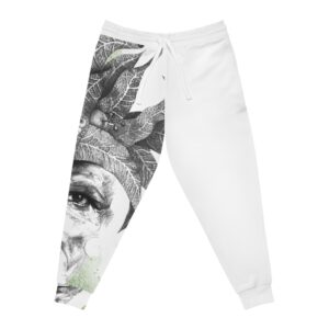 Joggers — Botanical Face Art Athletic Sweatpants (Green Leaf Portrait)