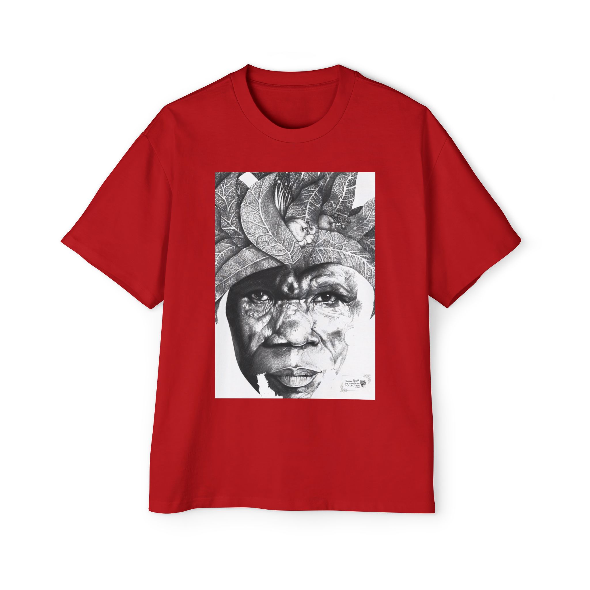 Graphic Tee — Monochrome Tribal Face Art Oversized T-Shirt - Image 5