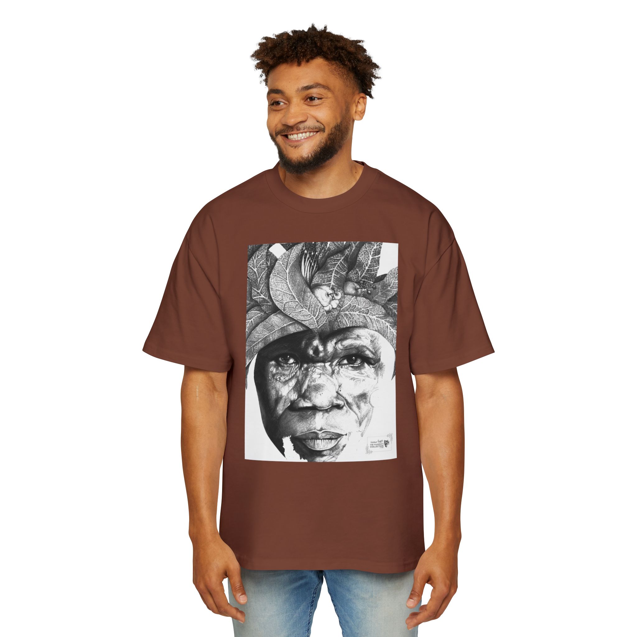 Graphic Tee — Monochrome Tribal Face Art Oversized T-Shirt - Image 11