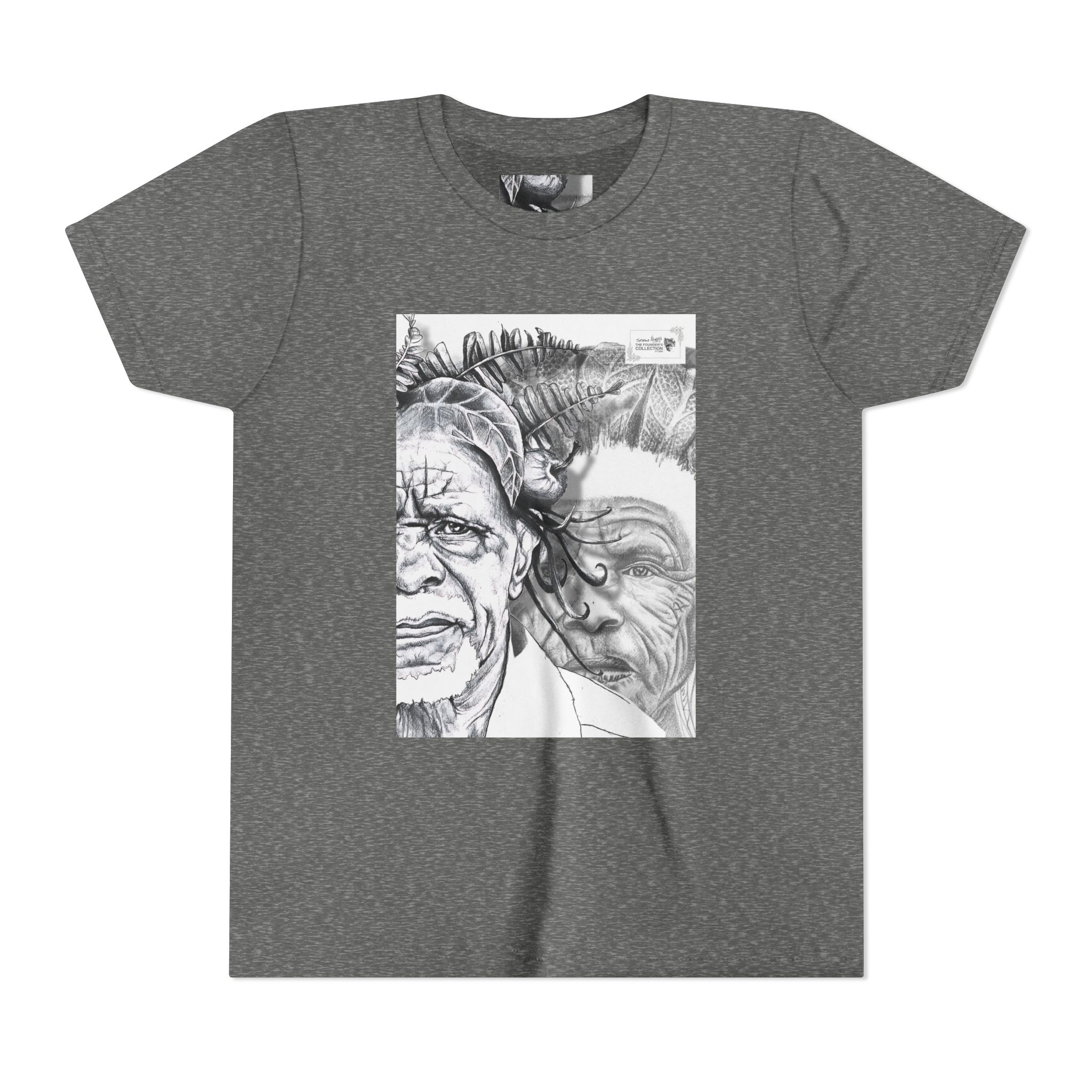 Youth Tee – Monochrome Dual-Face Sketch Graphic - Image 13