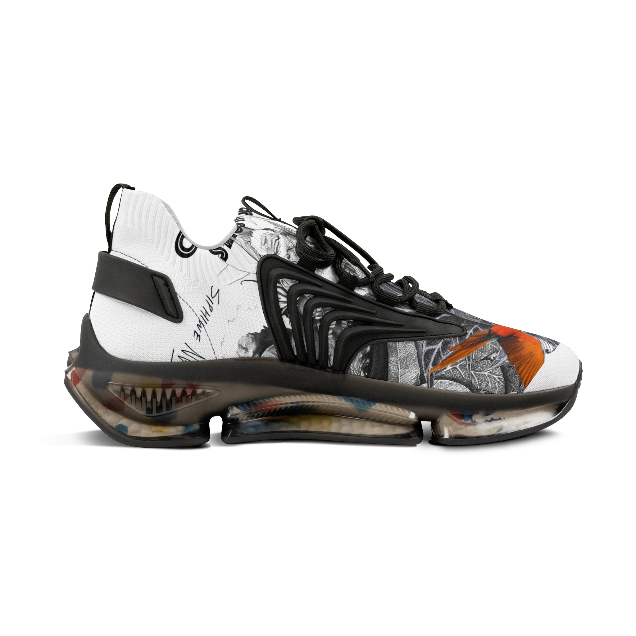 Cardinal Print Men's Mesh Sneakers — Lightweight Athletic Shoes with Red Bird Graphic - Image 8