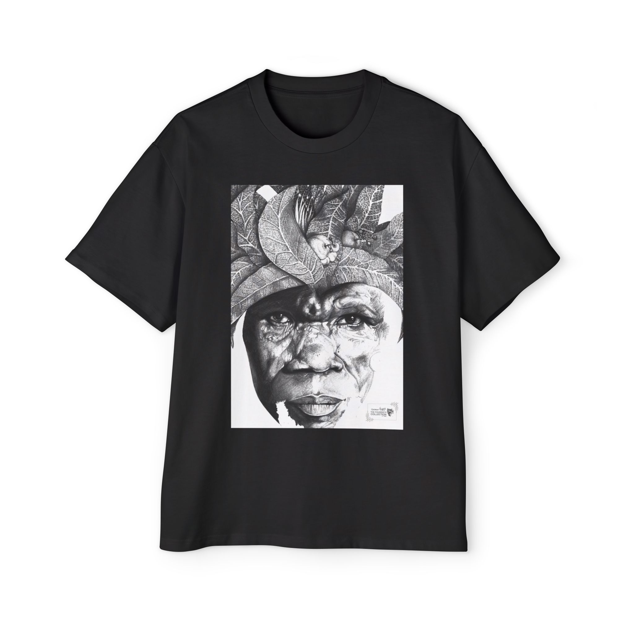 Graphic Tee — Monochrome Tribal Face Art Oversized T-Shirt - Image 13