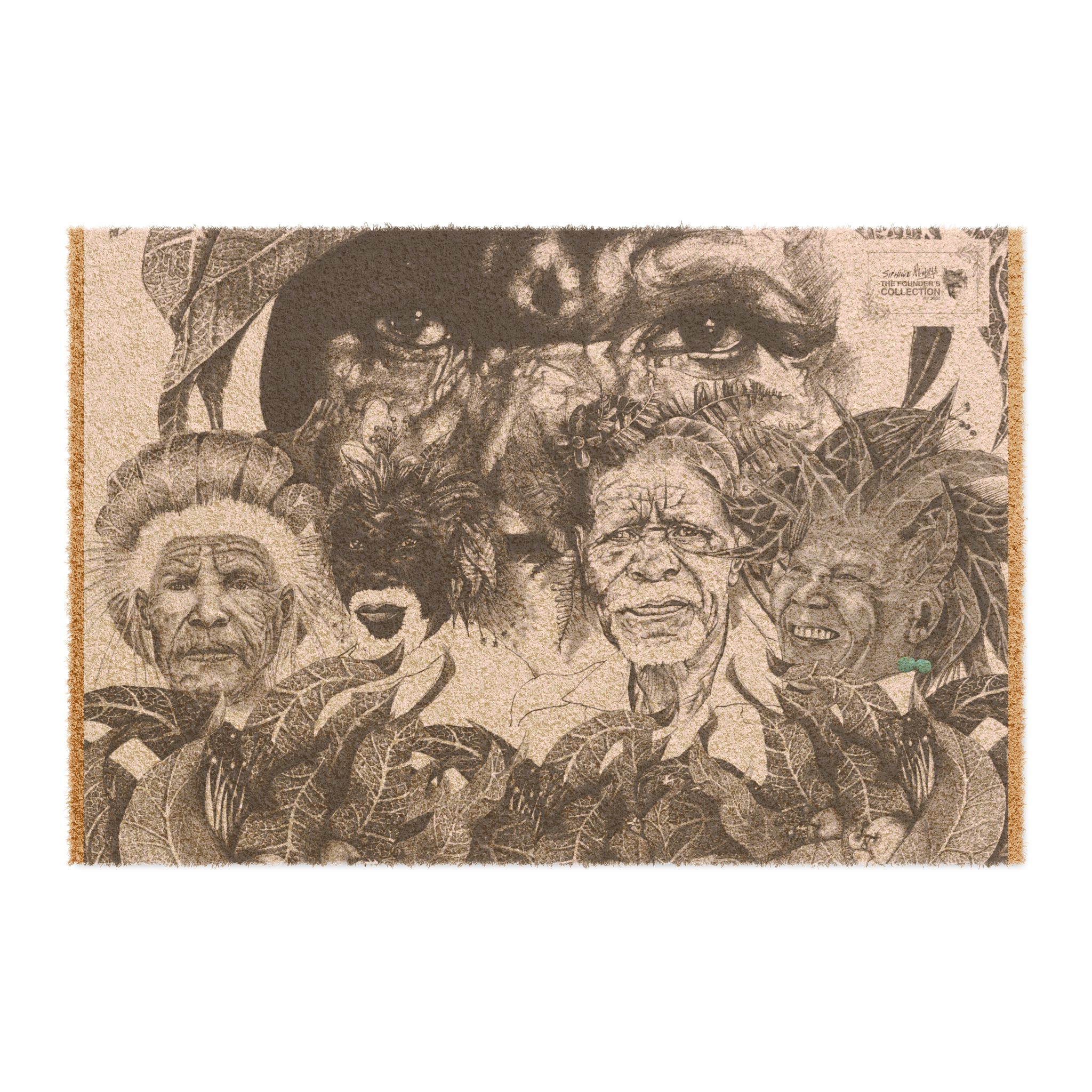 Tribal Elders Portrait Doormat – Rustic Indigenous Art Coir Welcome Mat