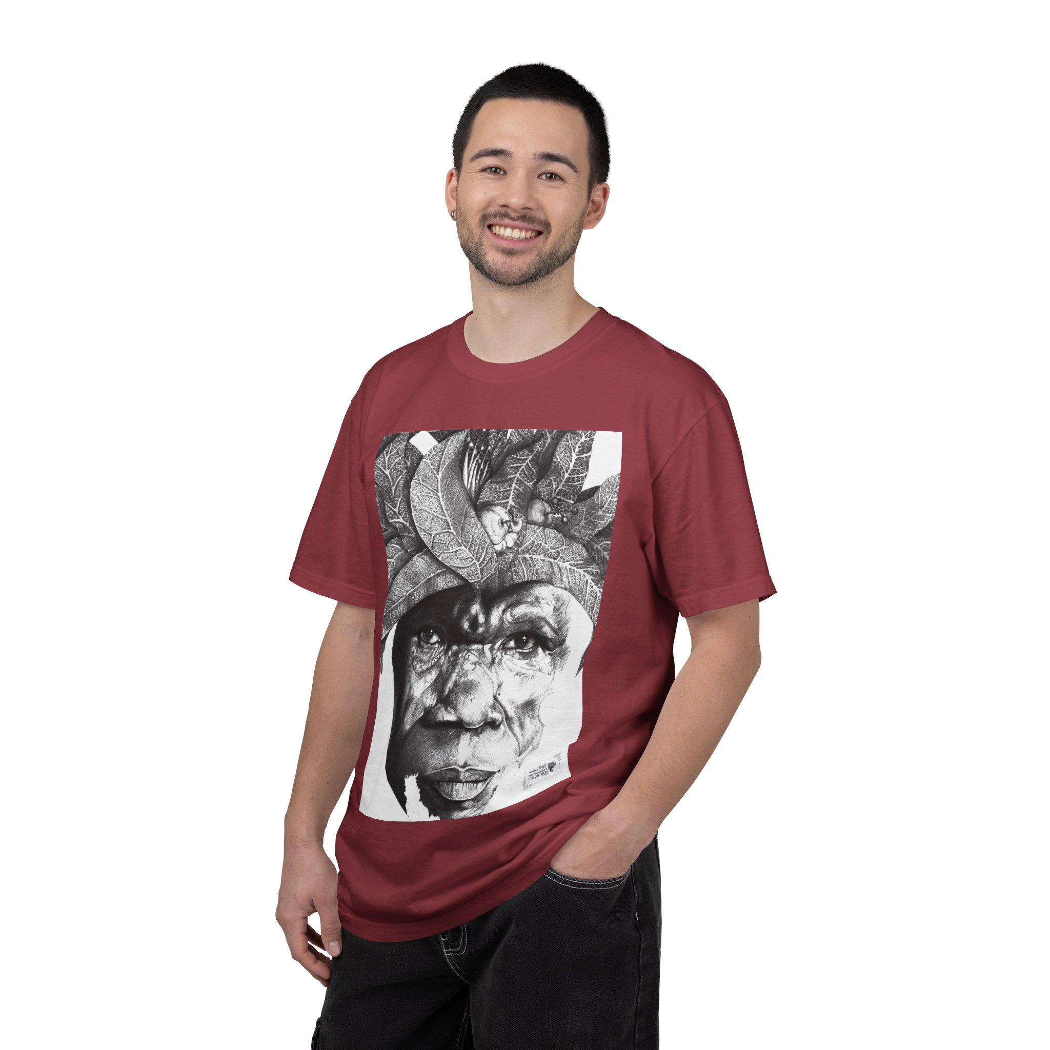 Portrait Graphic T-Shirt — Monochrome Tribal Face Art Tee - Image 56