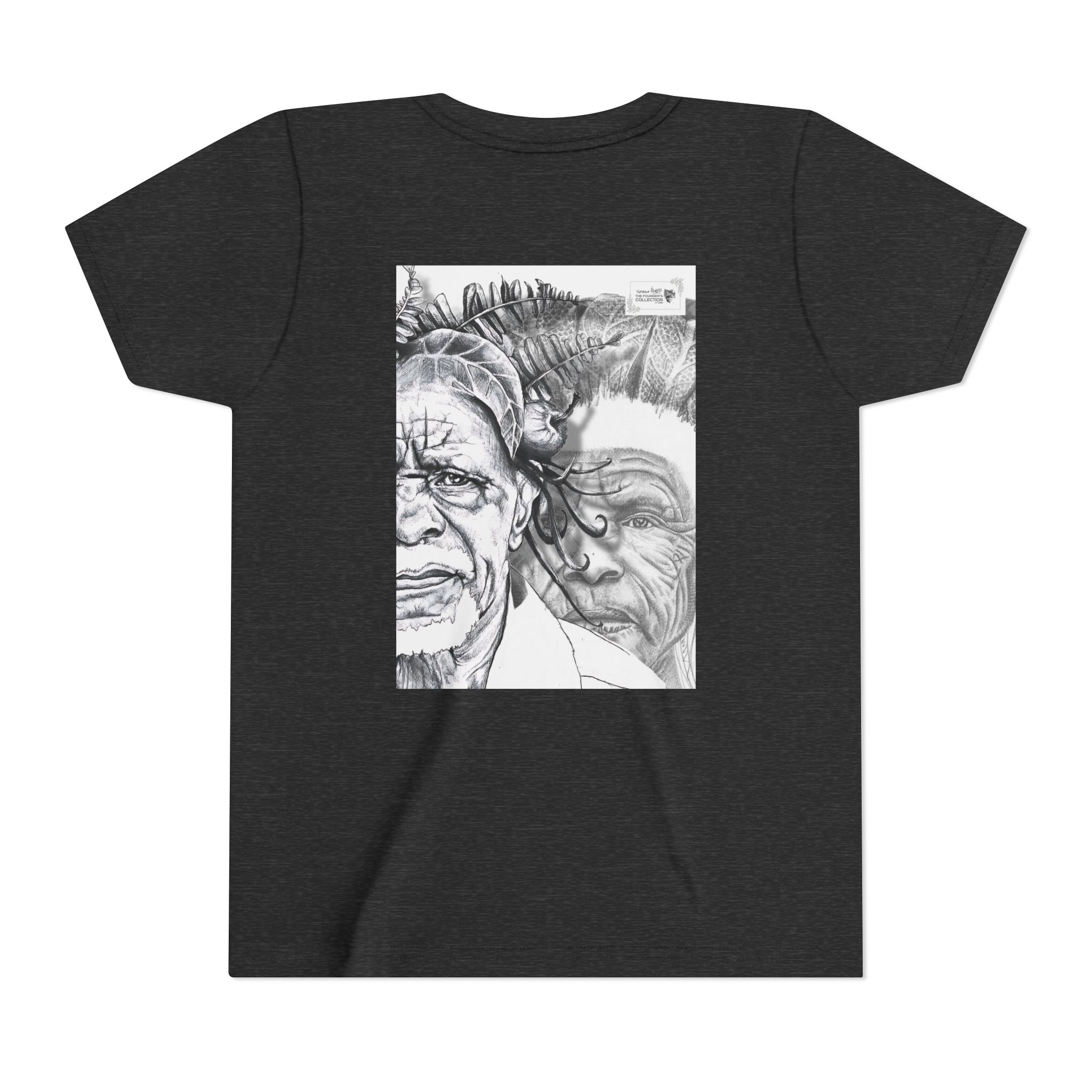 Youth Tee – Monochrome Dual-Face Sketch Graphic - Image 70