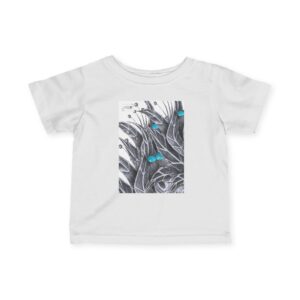 Infant Tee — Botanical Feather Artwork with Turquoise Accent