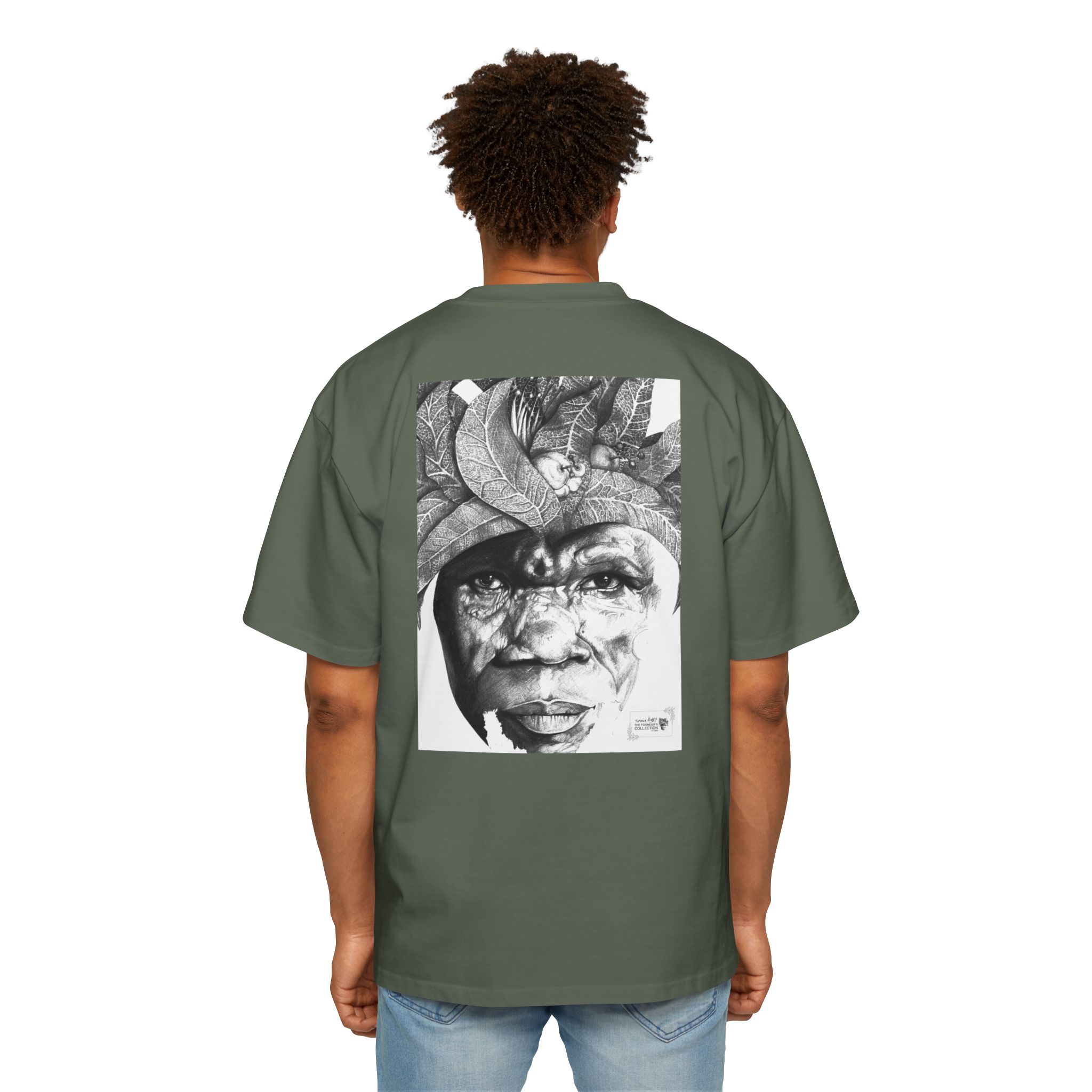 Graphic Tee — Monochrome Tribal Face Art Oversized T-Shirt - Image 40