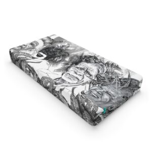 Floral Animal Sketch Baby Changing Pad Cover — Monochrome Lion & Fox Nursery