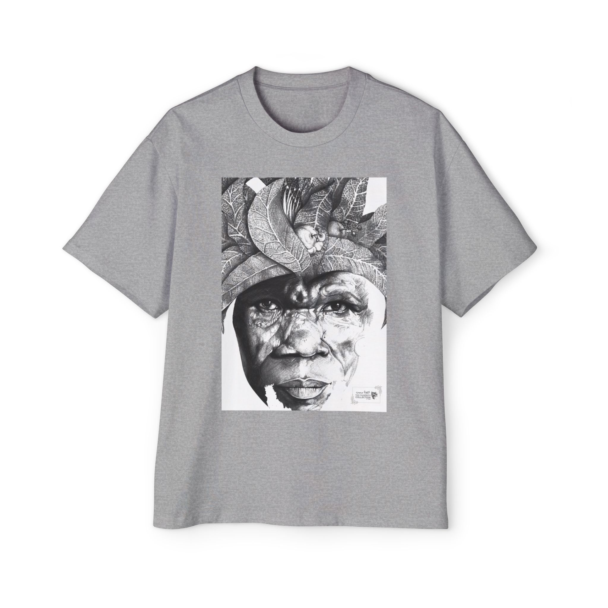 Graphic Tee — Monochrome Tribal Face Art Oversized T-Shirt - Image 25