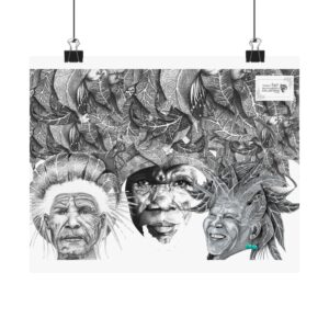 Matte Poster — Tribal Faces & Tropical Leaves Art Print