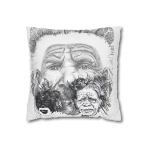 Tribal Elder Art Pillowcase — Black & White Ethnic Portrait Decorative Pillow
