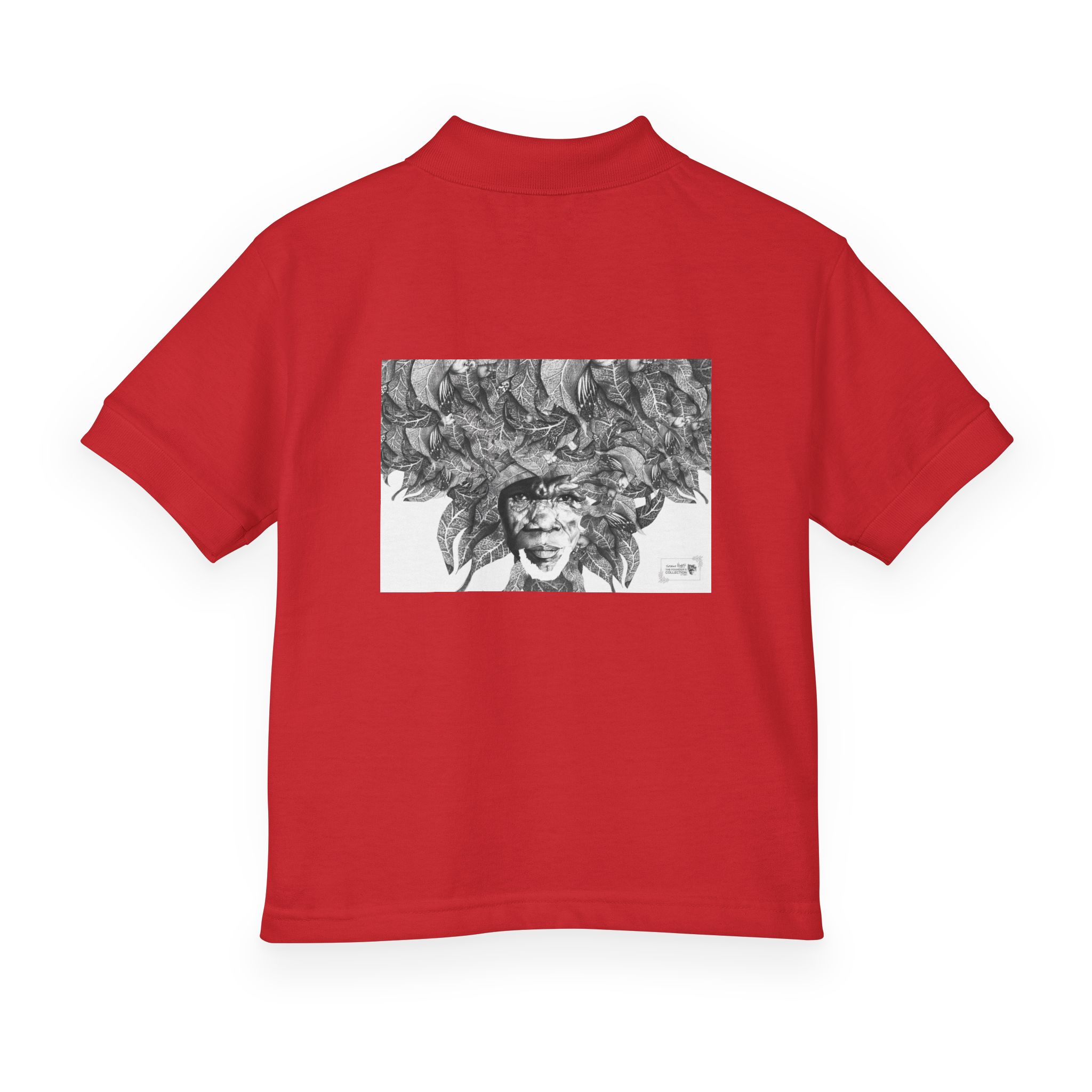 Youth Polo Shirt – Black & White Afro Girl Art Print - Image 38