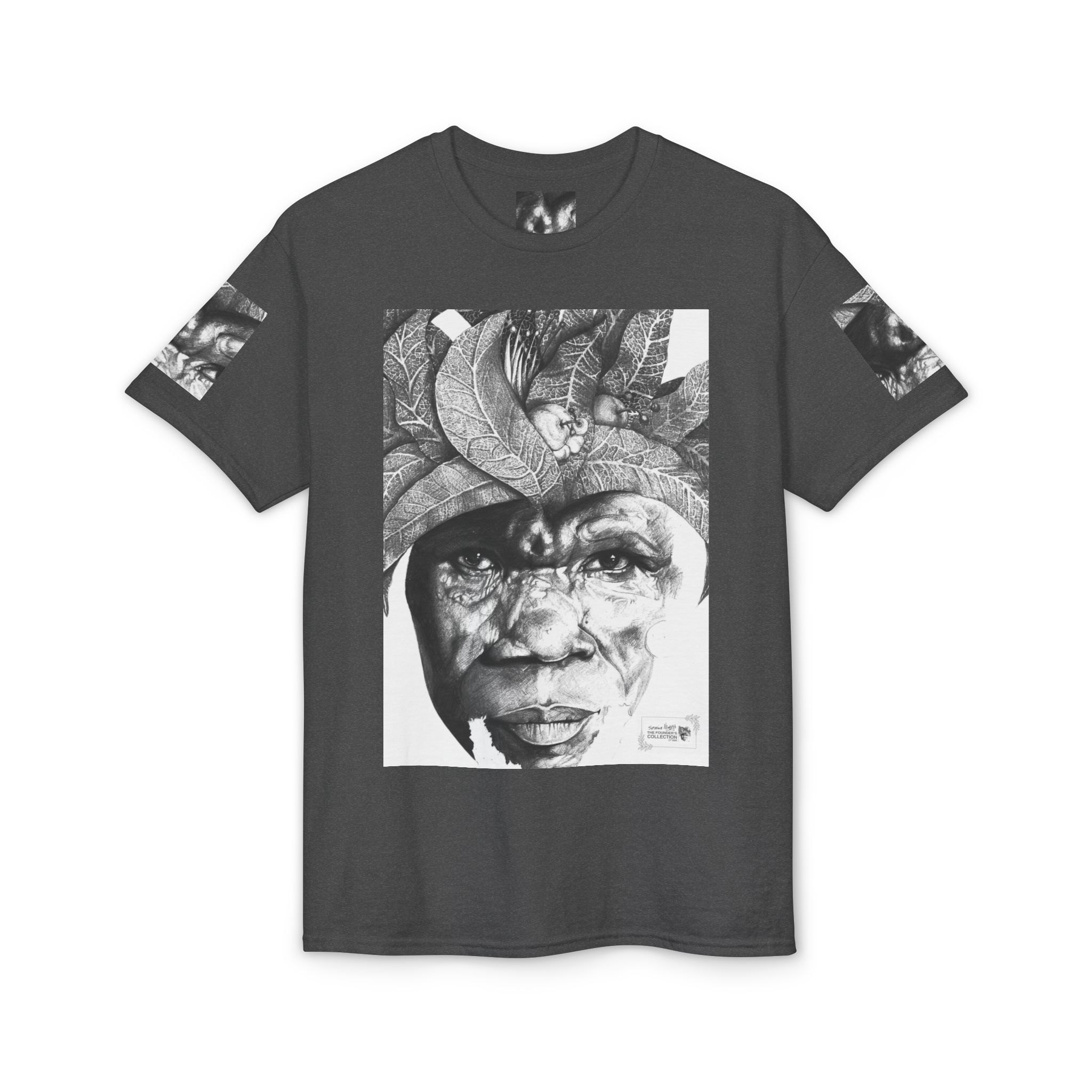 Tribal Face Collage T-Shirt — Black & White Portrait Graphic Tee - Image 37