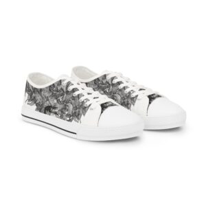 Men's Low Top Sneakers — Monochrome Abstract Smoke Pattern Canvas Shoes