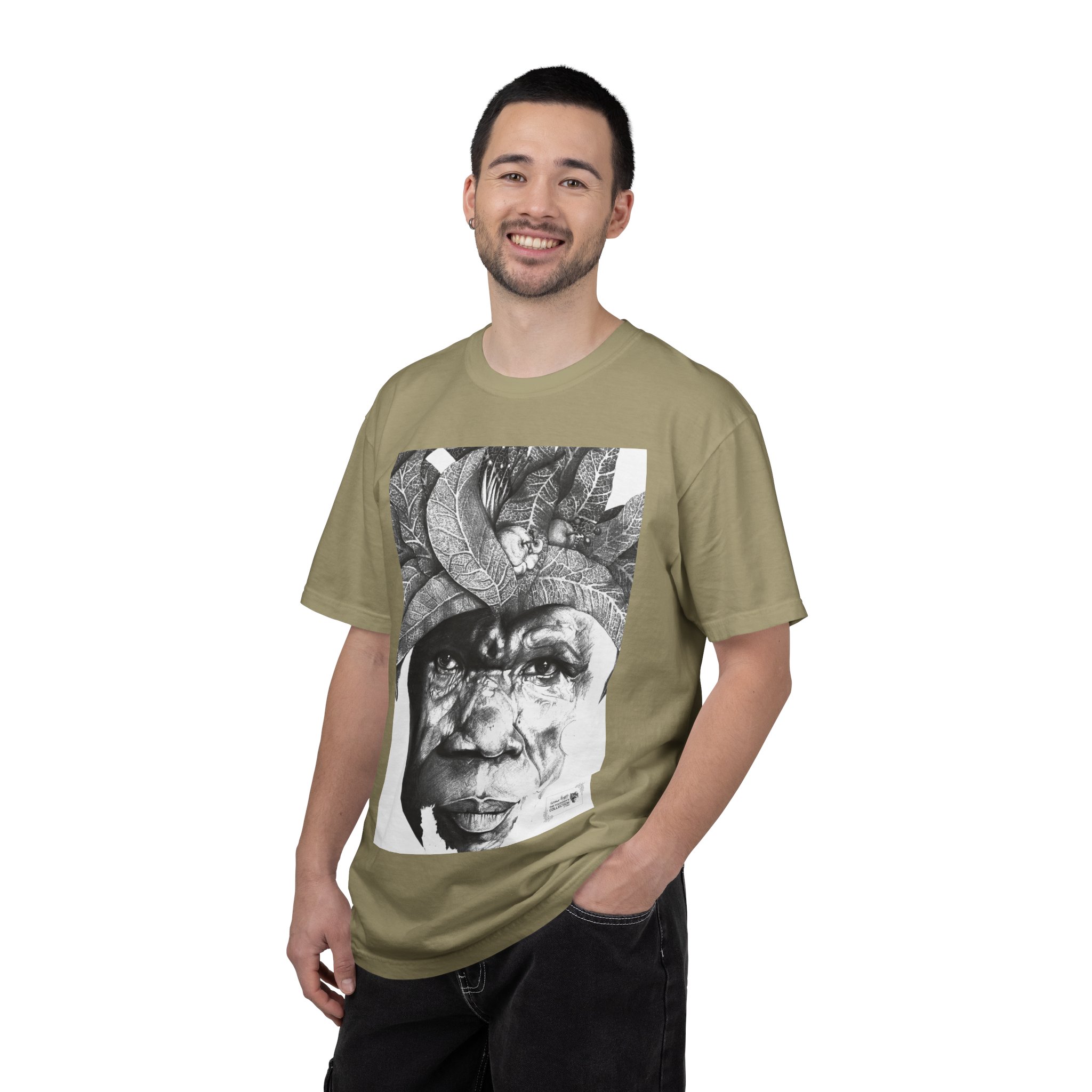 Portrait Graphic T-Shirt — Monochrome Tribal Face Art Tee - Image 24