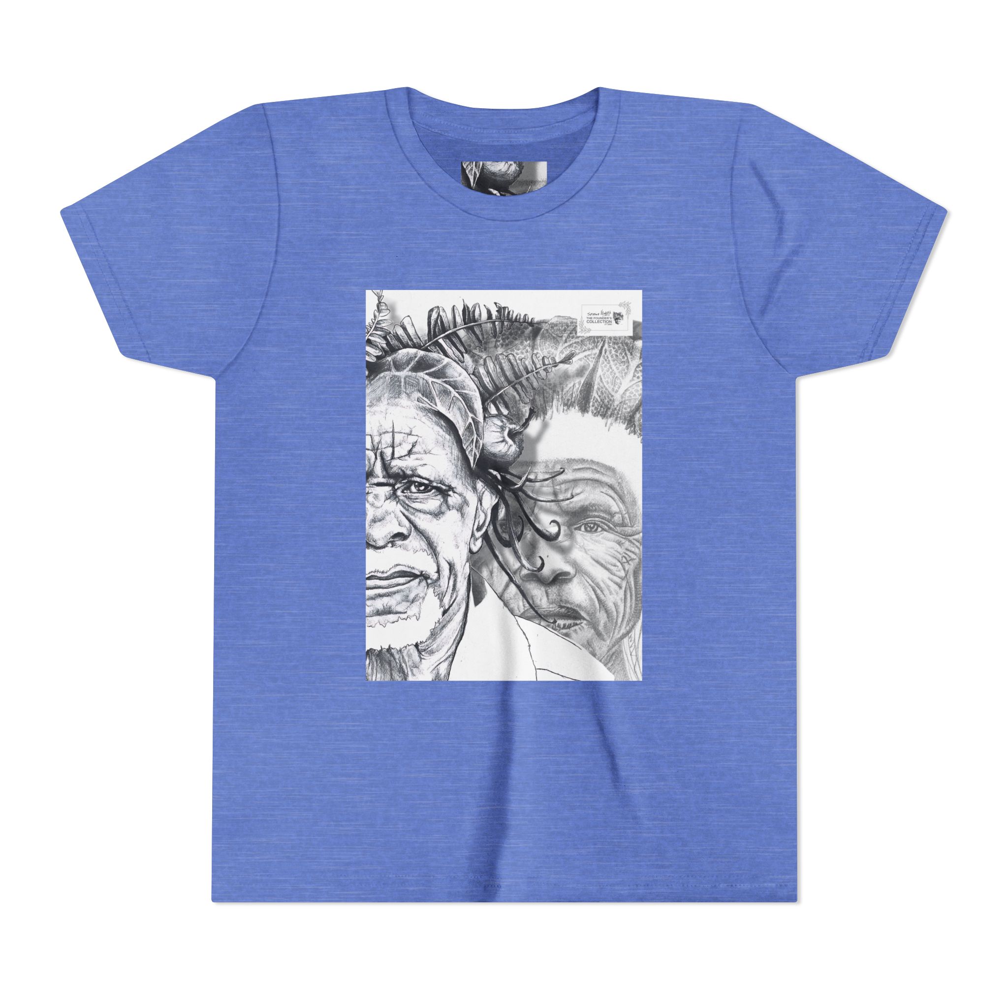 Youth Tee – Monochrome Dual-Face Sketch Graphic - Image 53